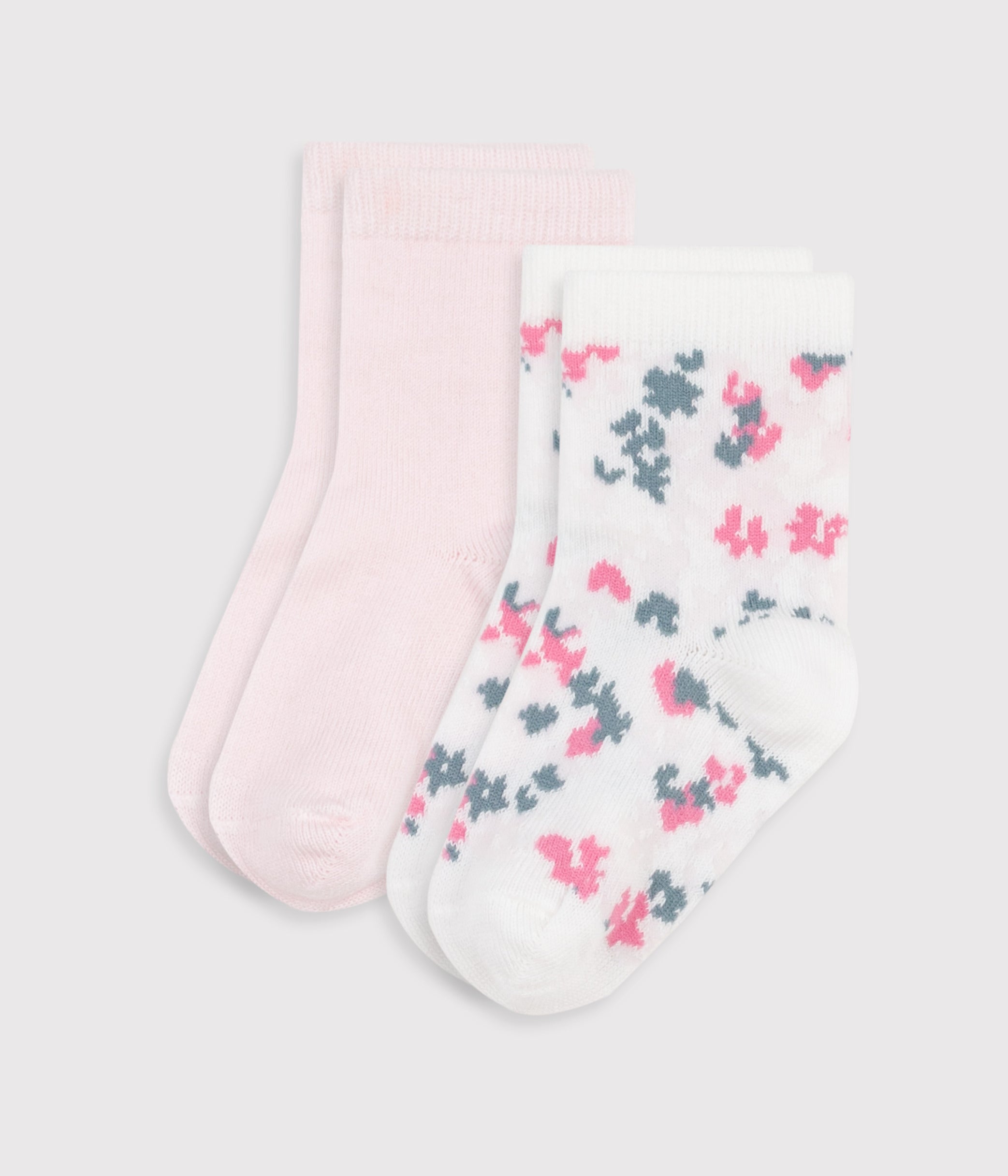 lot-de-2-paires-de-chaussettes-bébé-en-coton-imprimé-fleurs