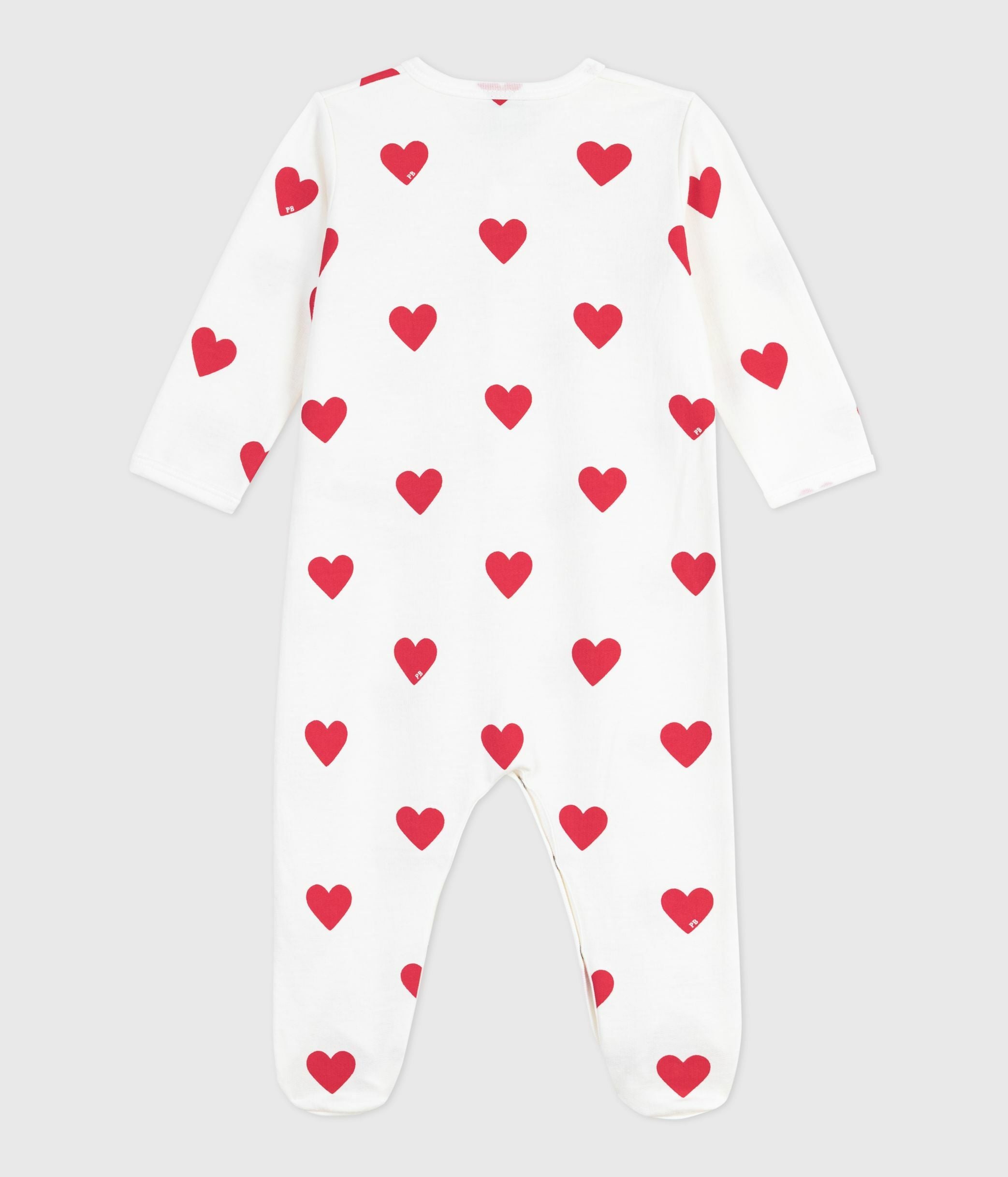 pyjama-bébé-en-molleton-gratté-à-col-imprimé-cœurs