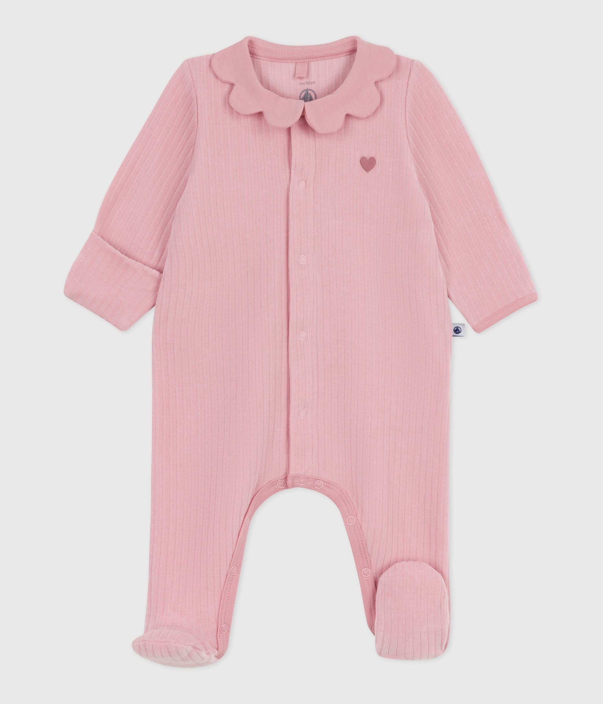 pyjama-bébé-en-velours-à-col-uni