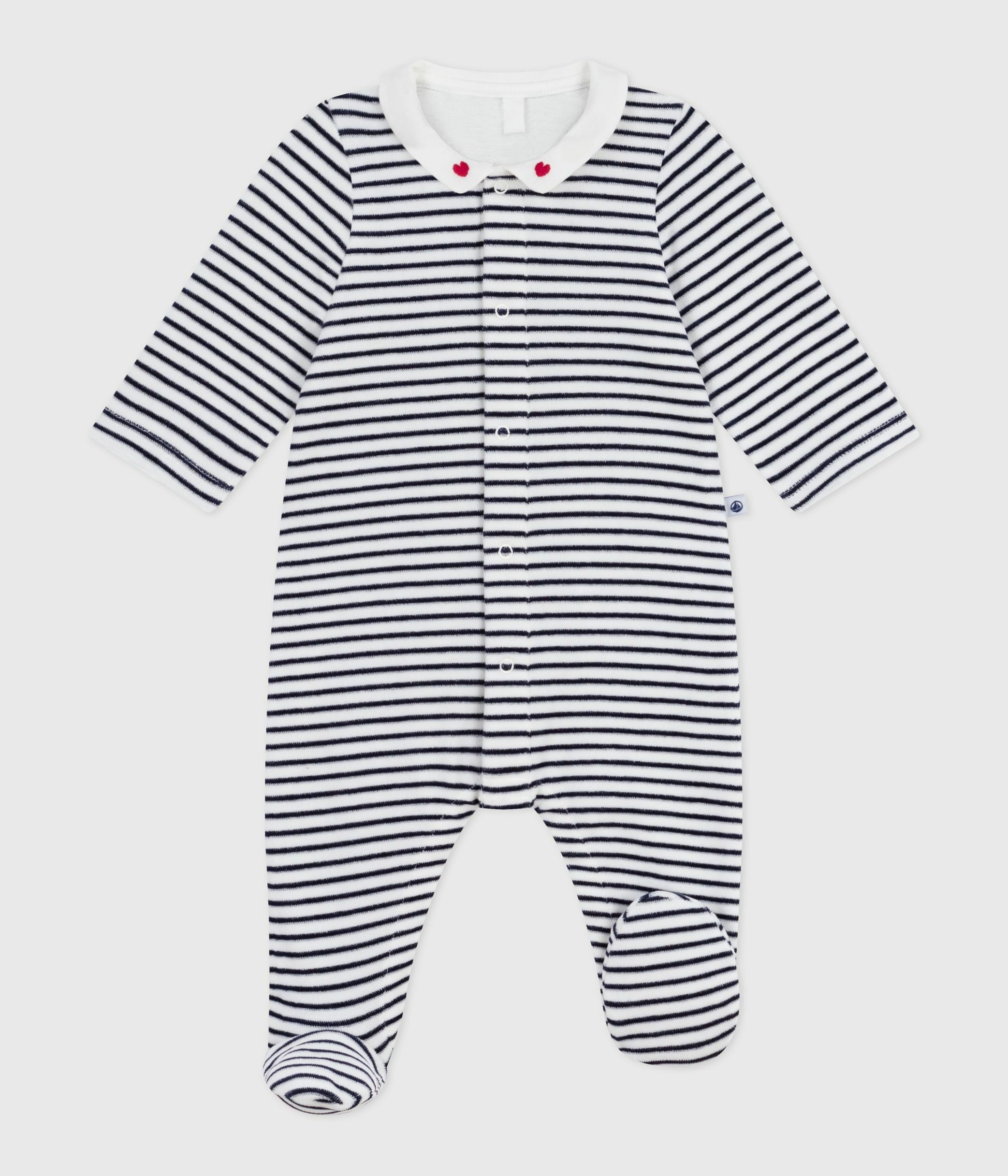 pyjama-bébé-en-velours-à-col-imprimé
