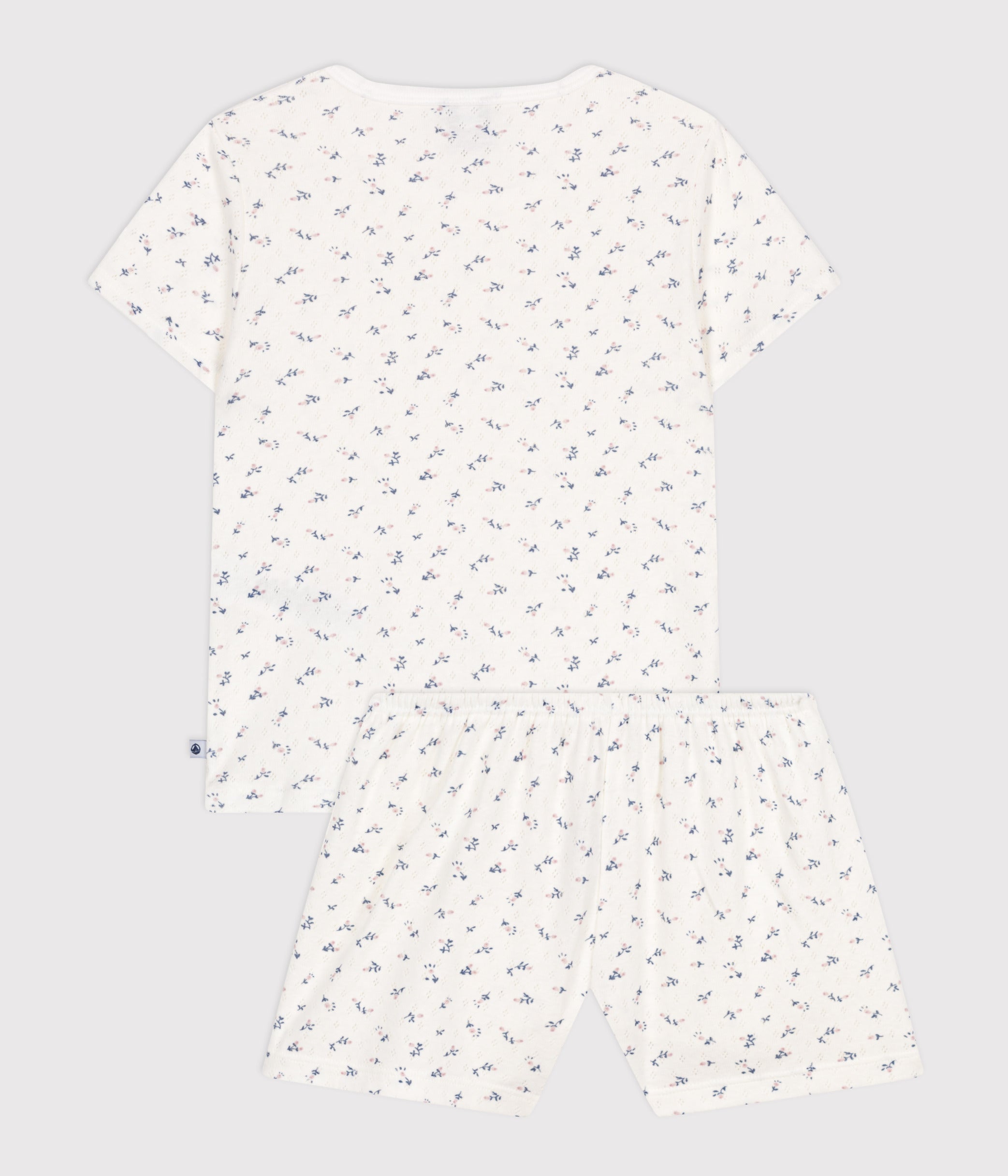 pyjama-short-enfant-en-coton-ajouré-imprimé-fleurs