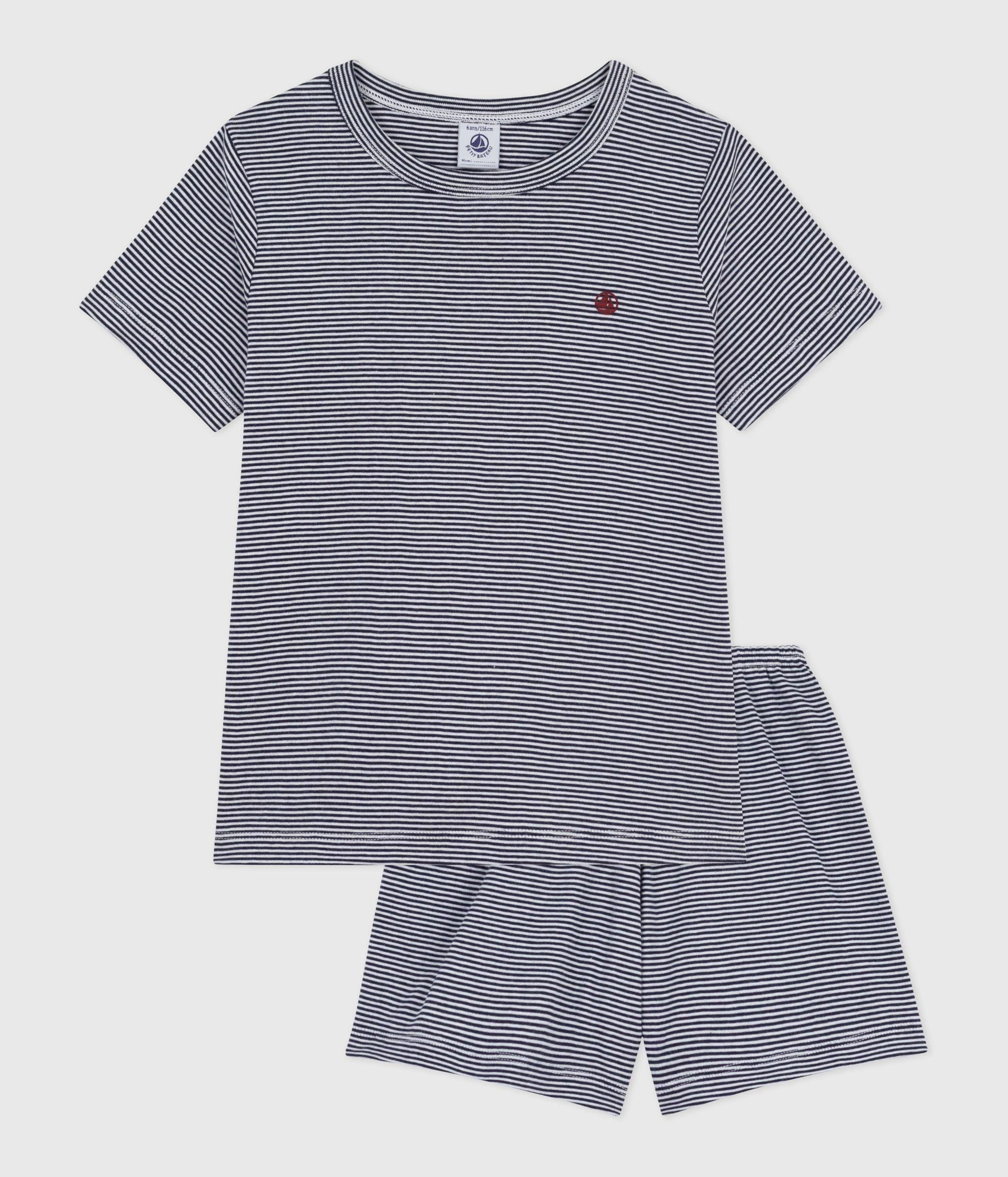 pyjama-short-enfant-en-coton-à-rayures