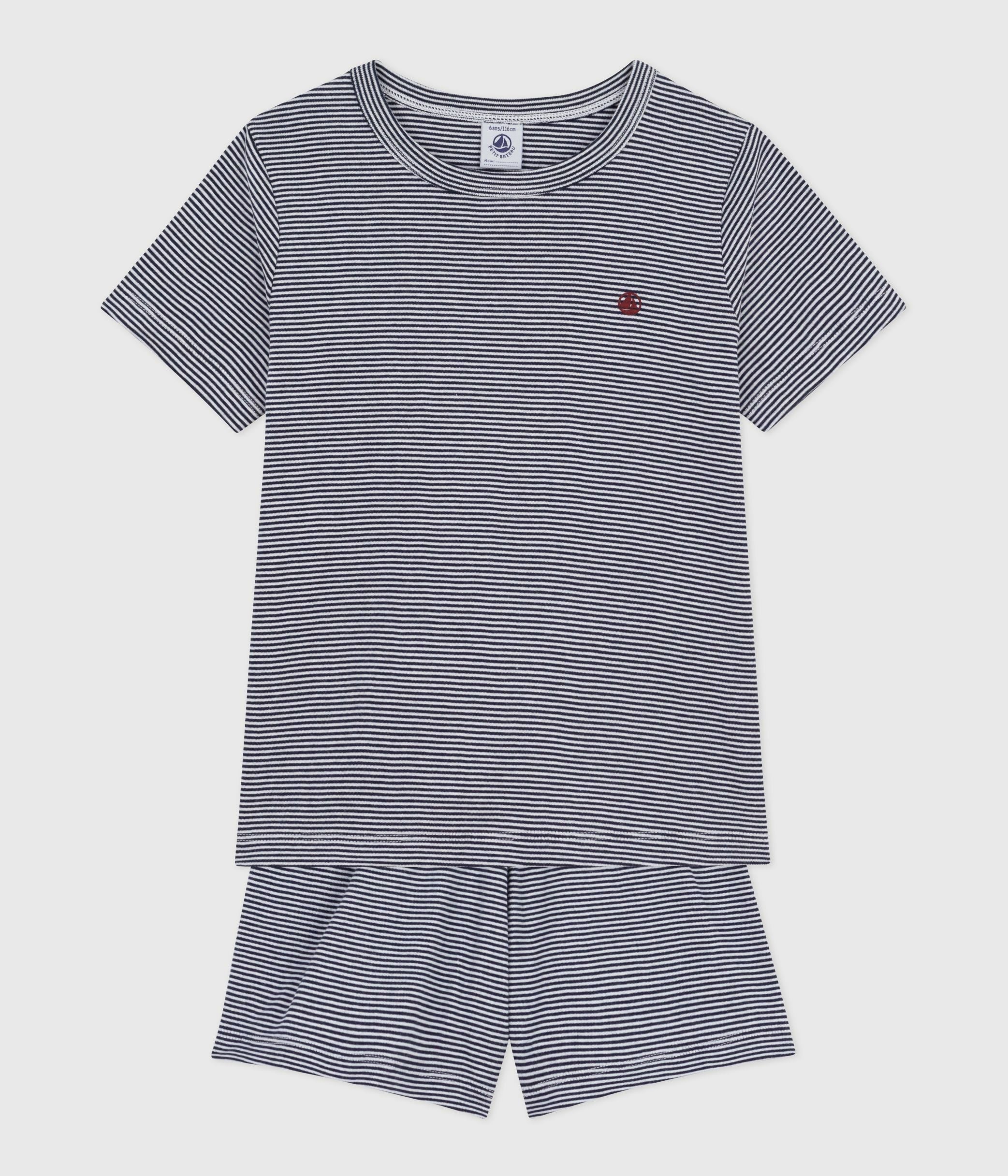 pyjama-short-enfant-en-coton-à-rayures