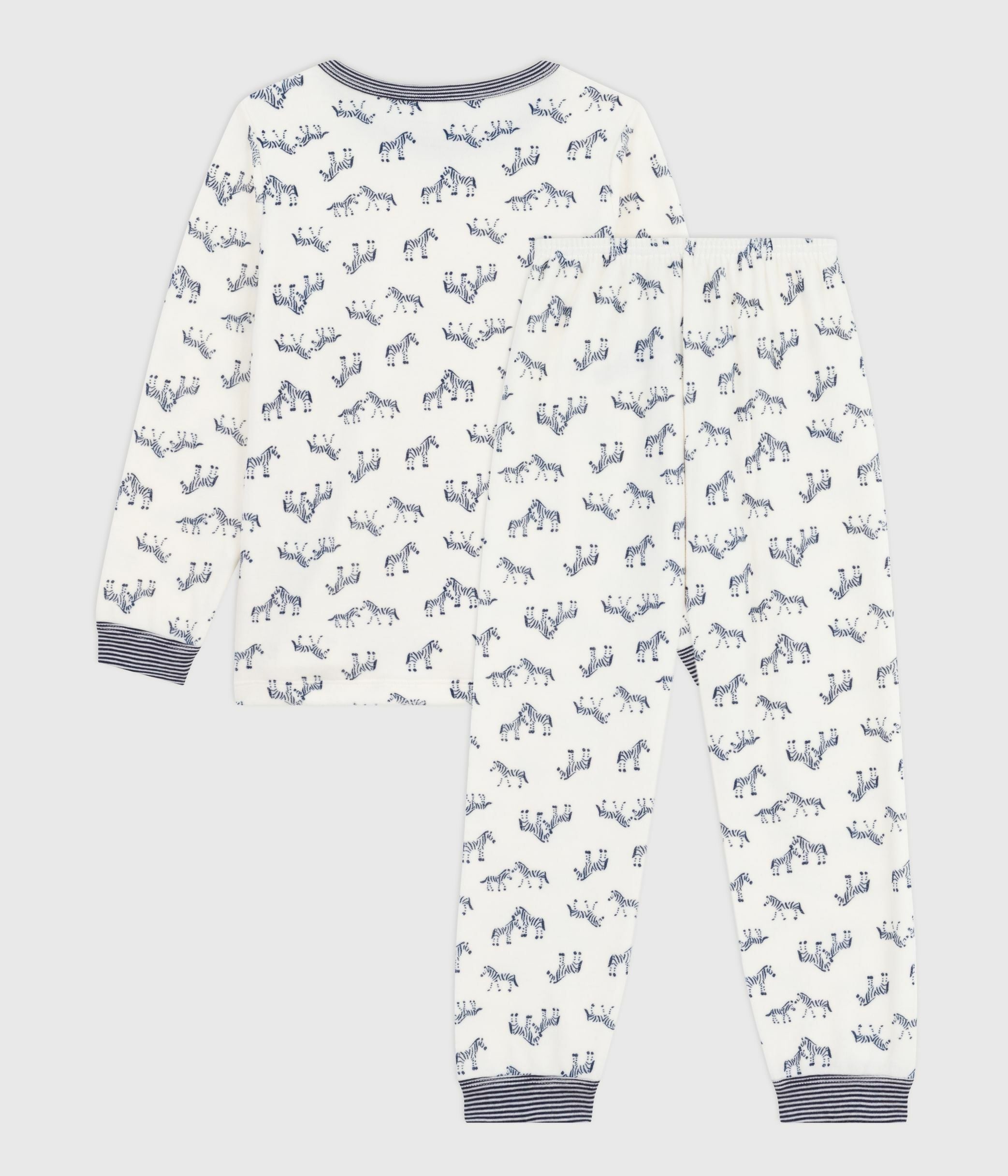 pyjama-enfant-en-velours-imprimé-zèbres