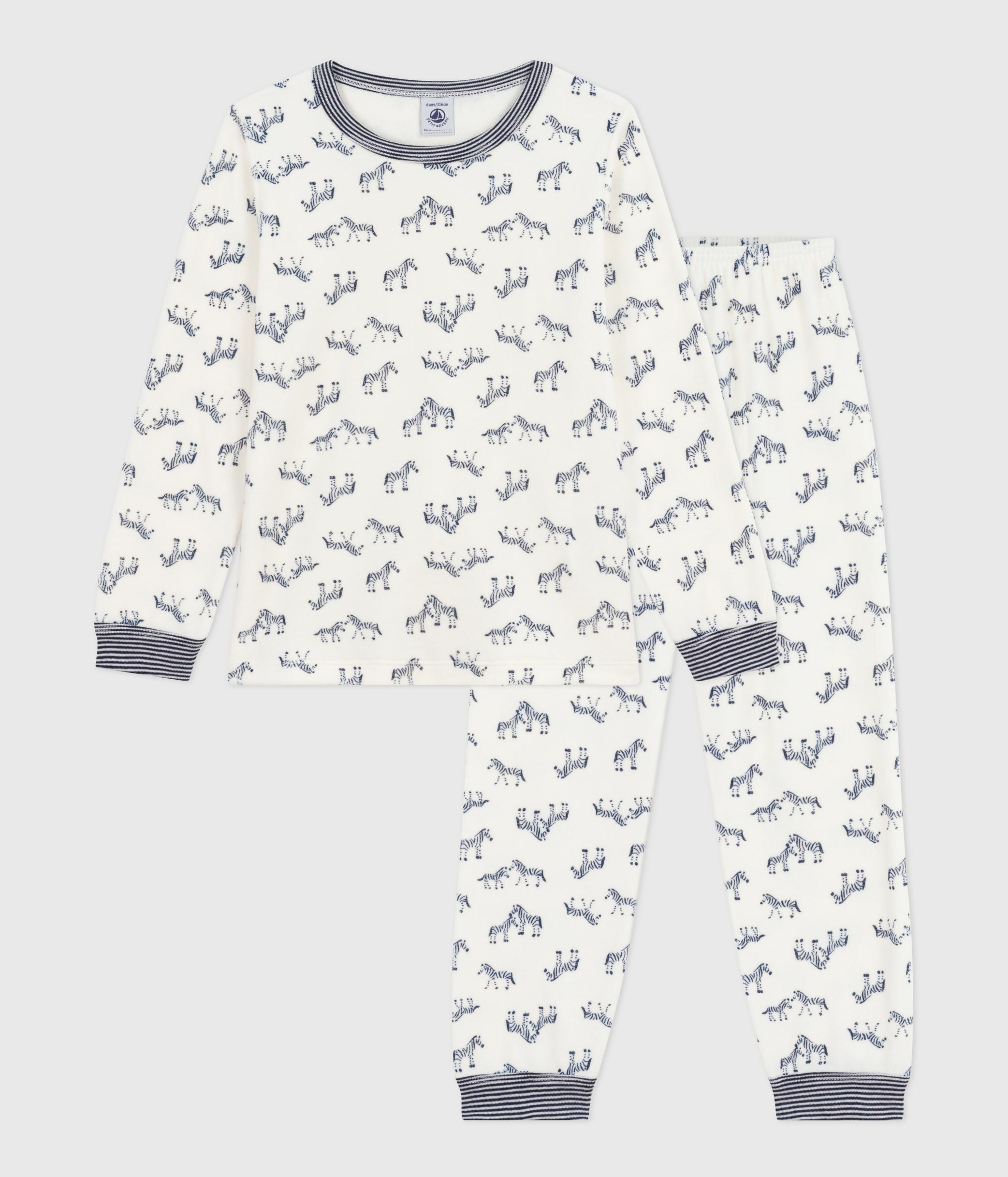 pyjama-enfant-en-velours-imprimé-zèbres