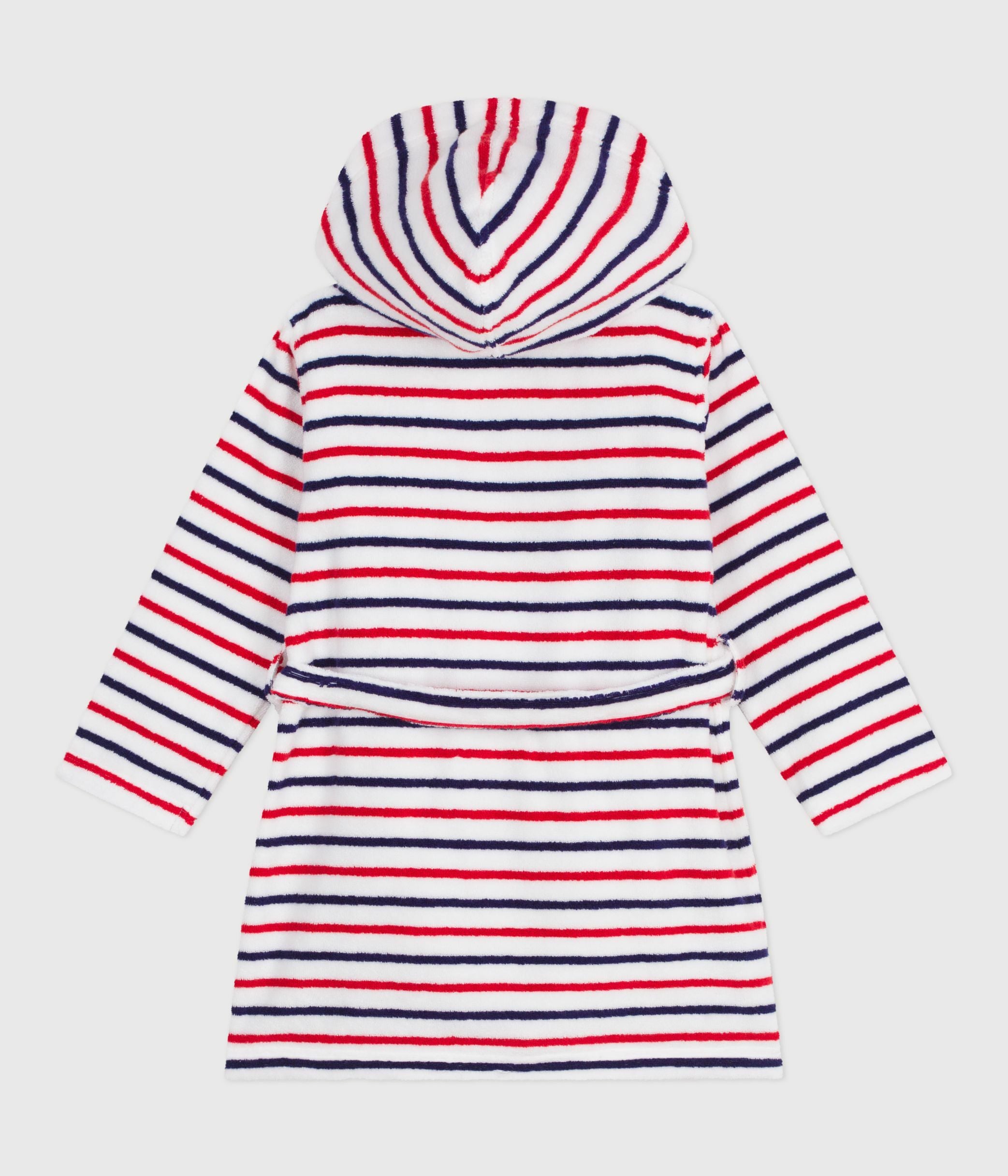 peignoir-enfant-en-coton-éponge-à-rayures