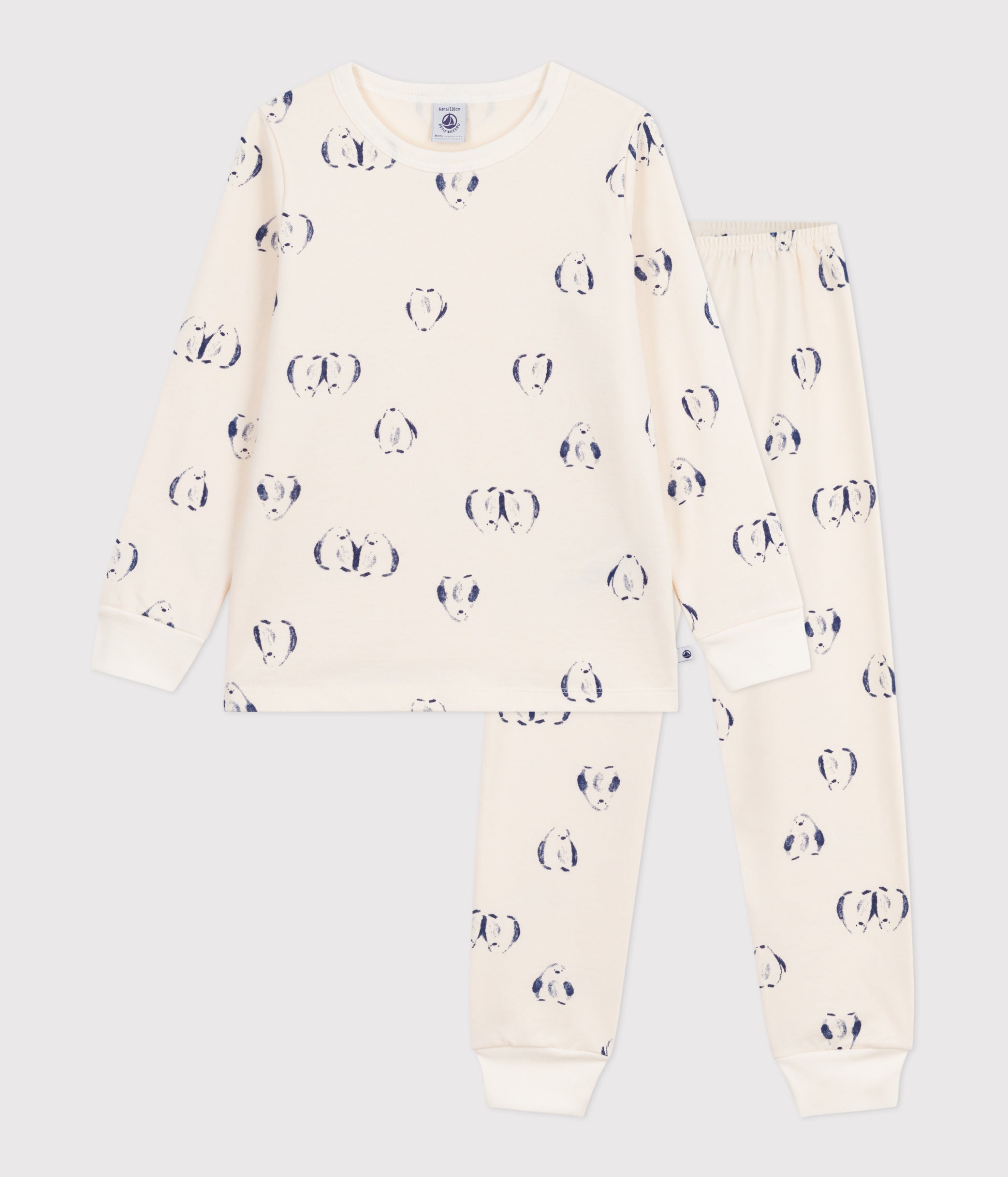 pyjama-enfant-en-molleton-imprimé-pingouins