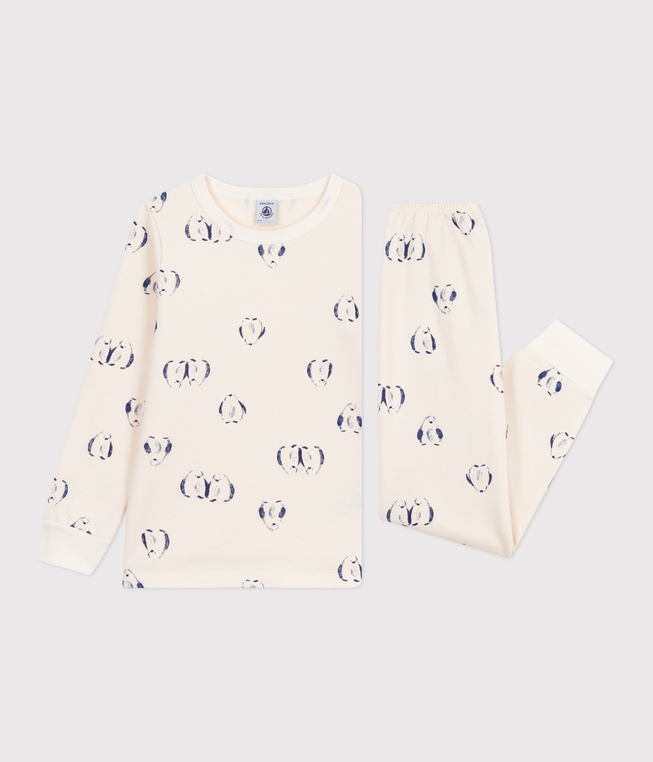 pyjama-enfant-en-molleton-imprimé-pingouins