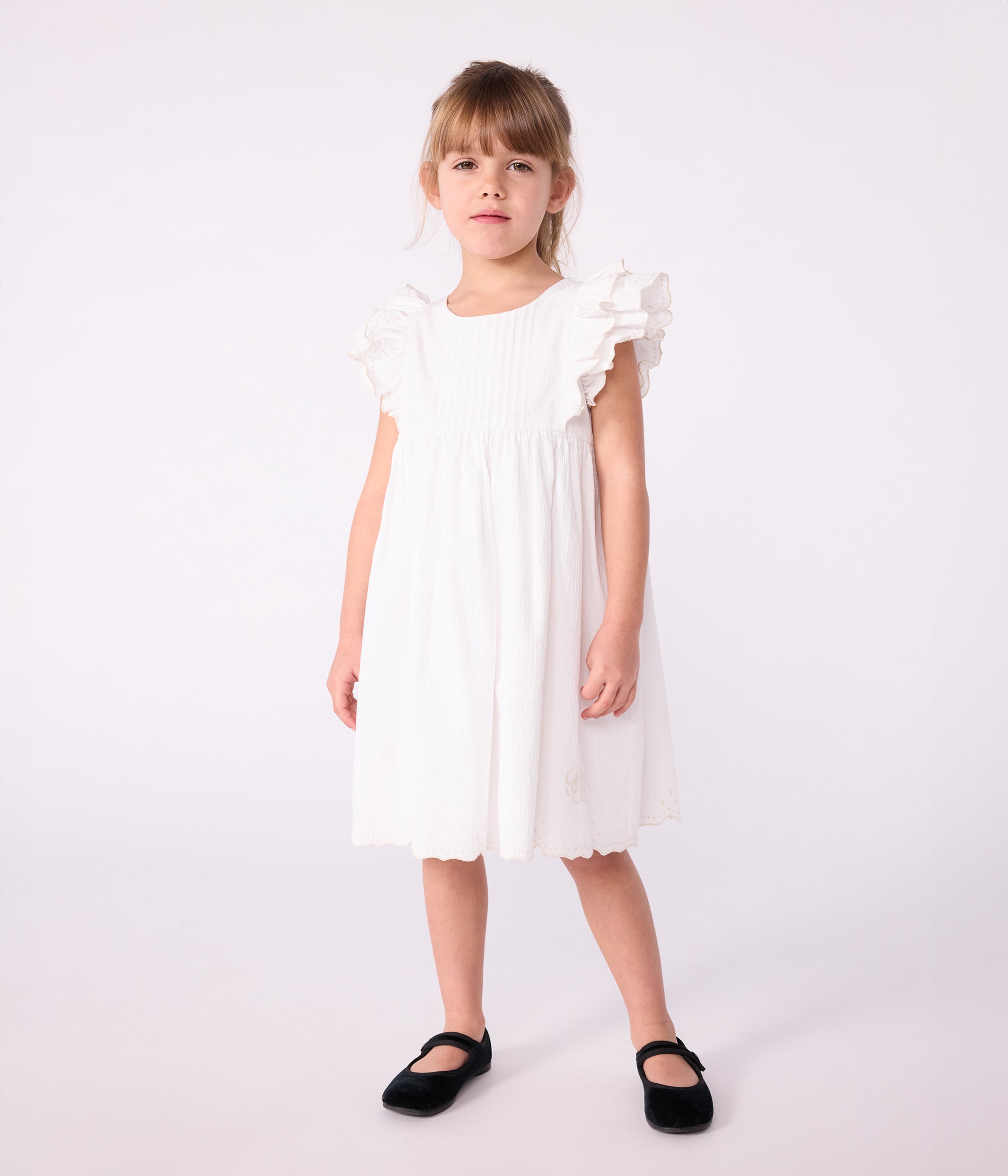 robe-enfant-en-coton-manches-courtes-unie