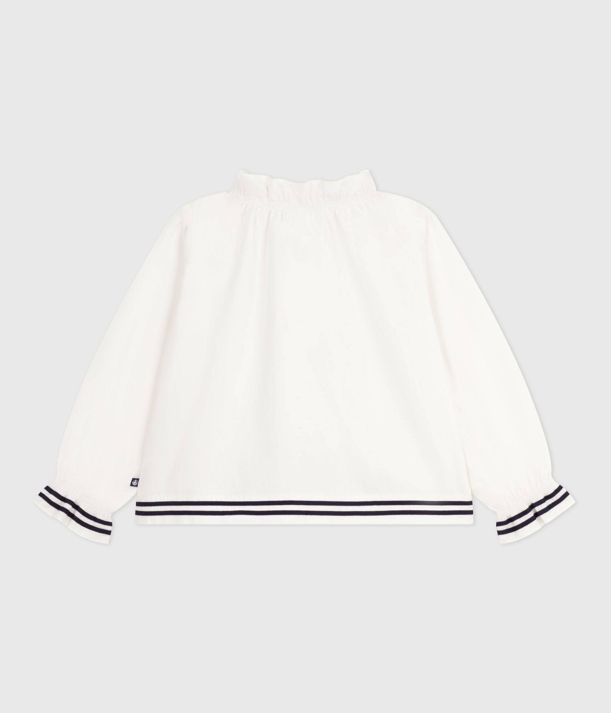 blouse-enfant-en-popeline-de-coton-manches-longues-unie