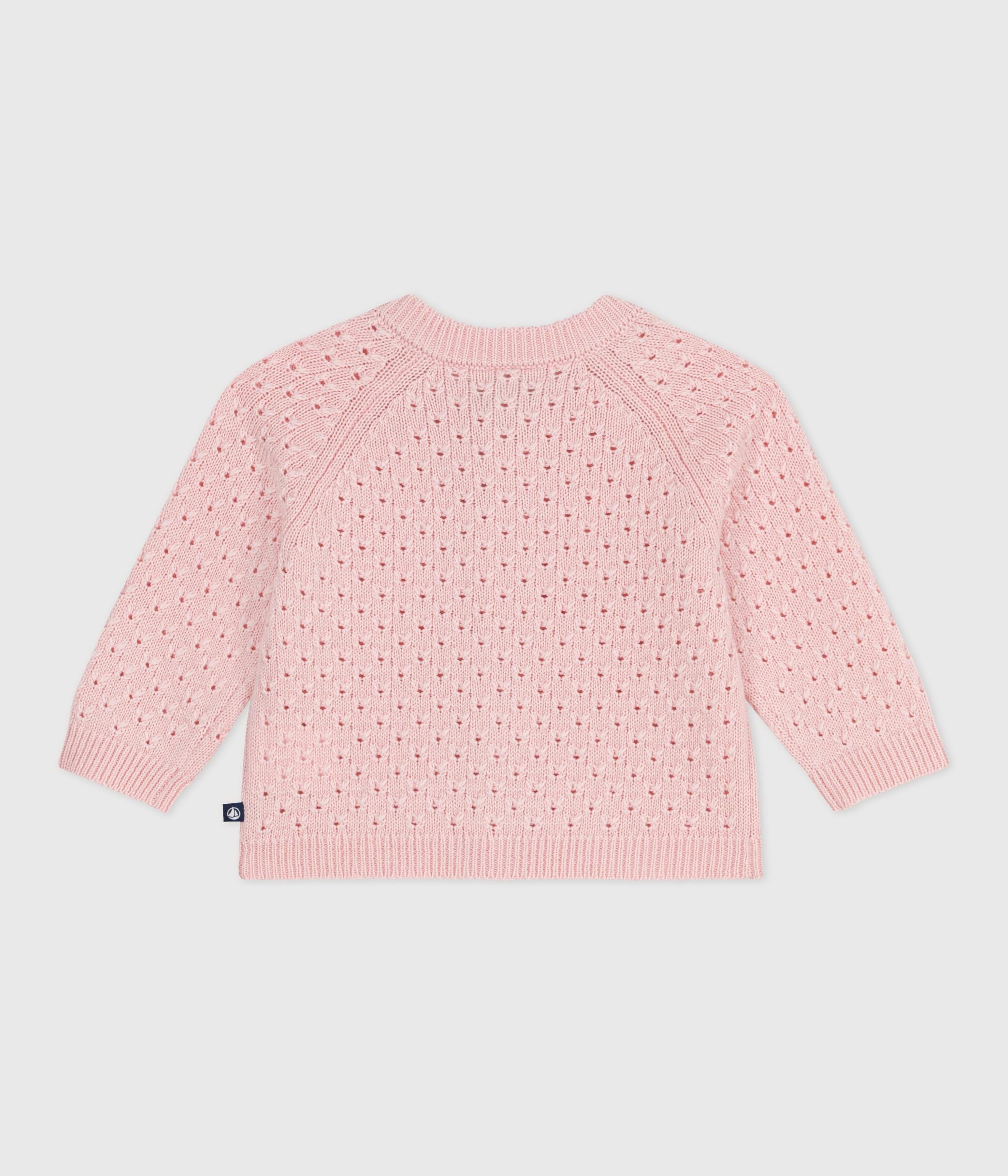 cardigan-bébé-en-tricot-laine-et-coton-uni