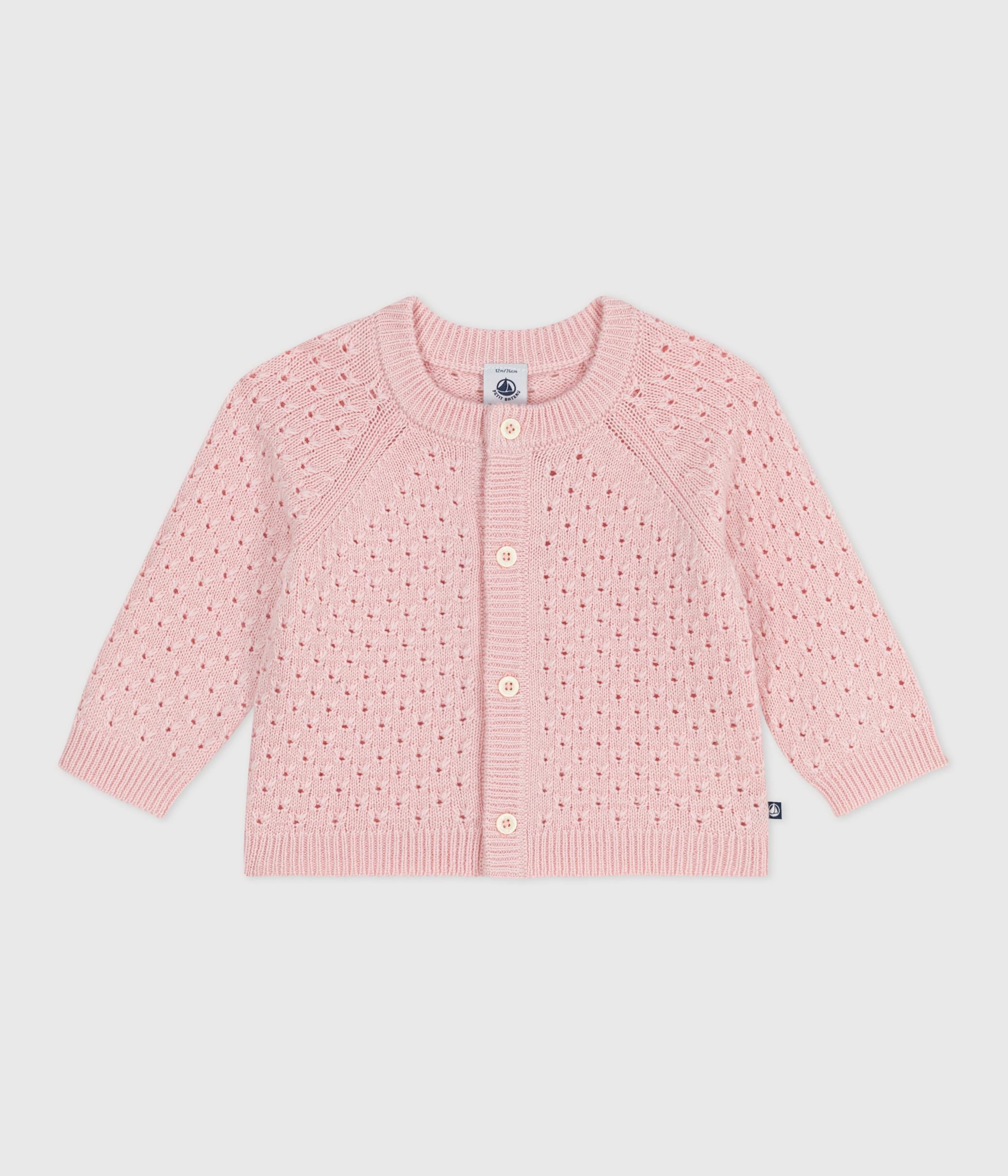 cardigan-bébé-en-tricot-laine-et-coton-uni