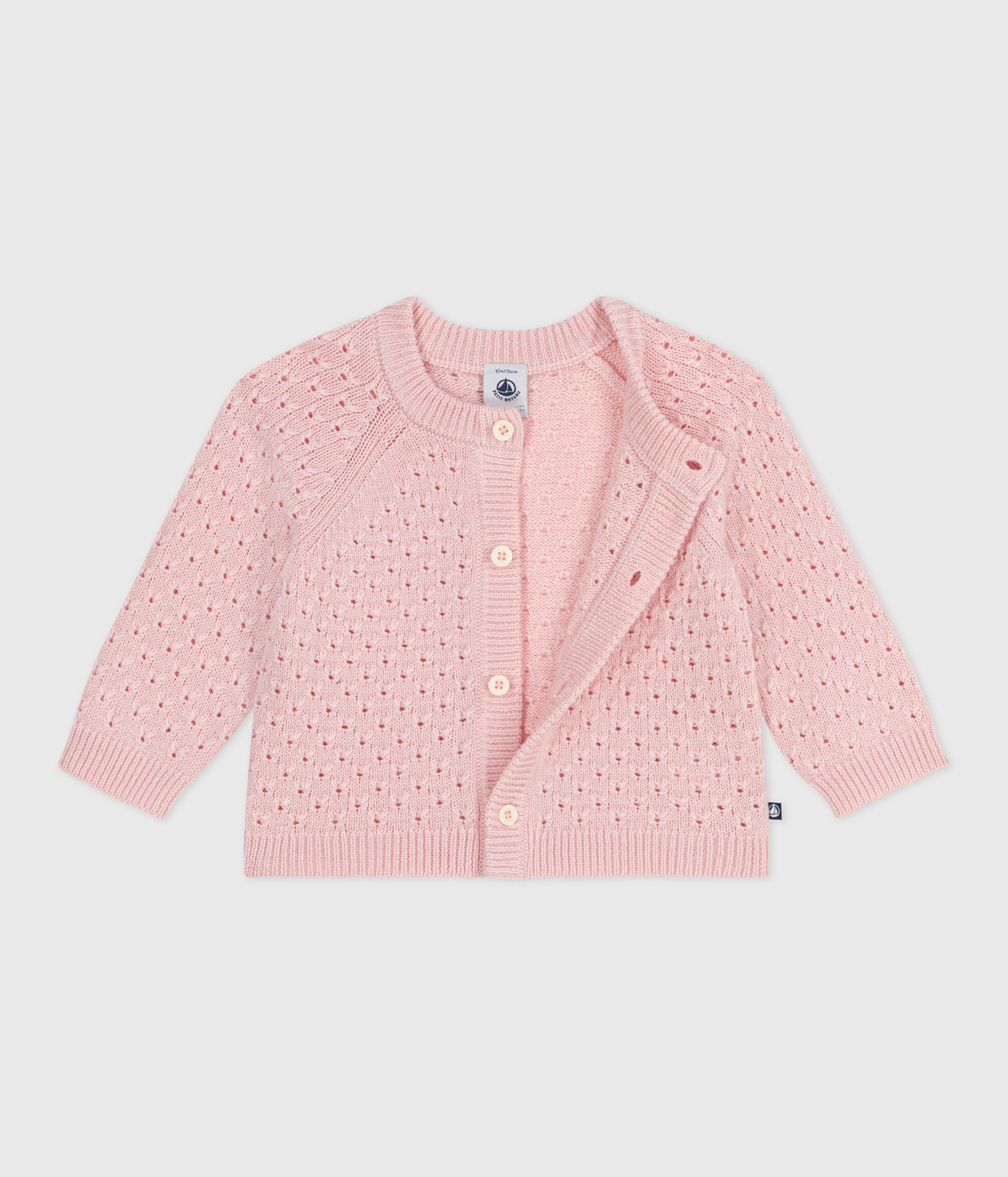 cardigan-bébé-en-tricot-laine-et-coton-uni