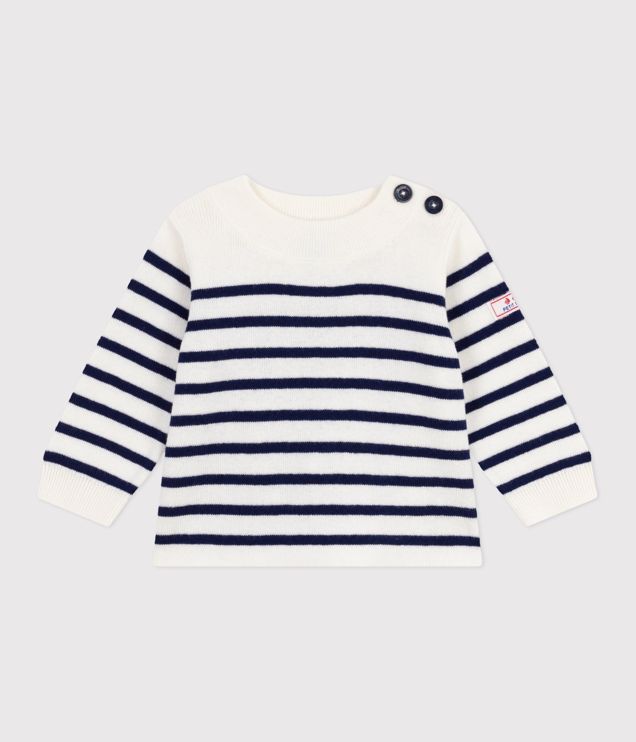pull-marin-bébé-en-laine-et-coton-à-rayures