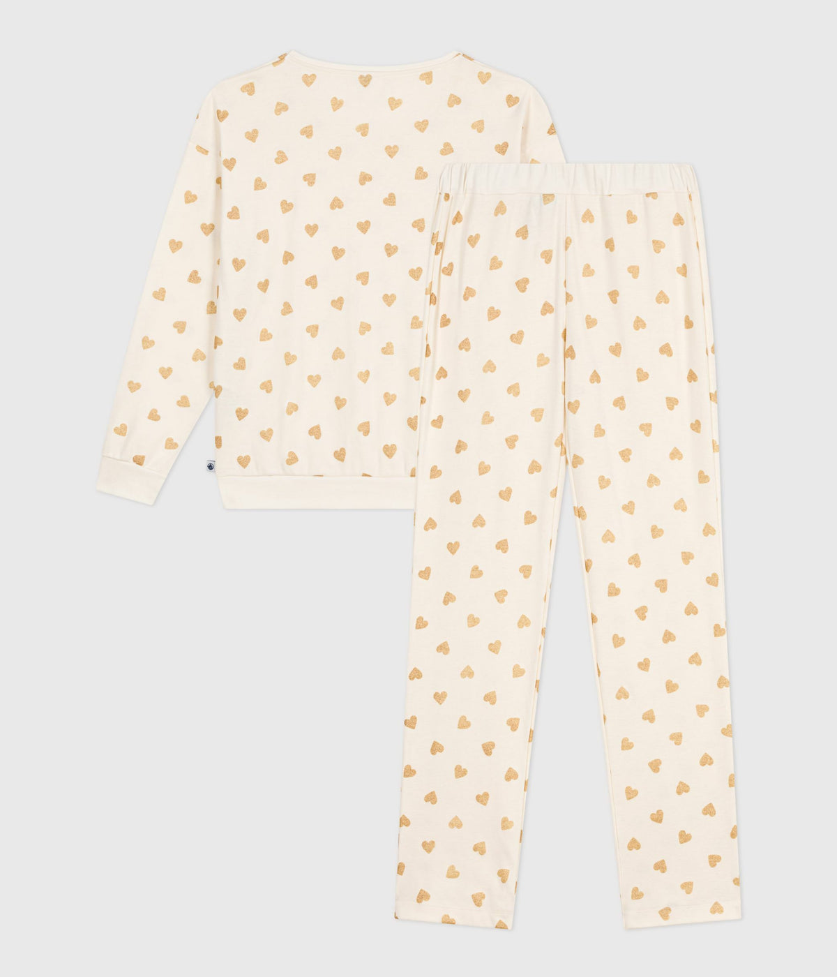 pyjama-femme-en-coton-imprimé-cœurs-dorés