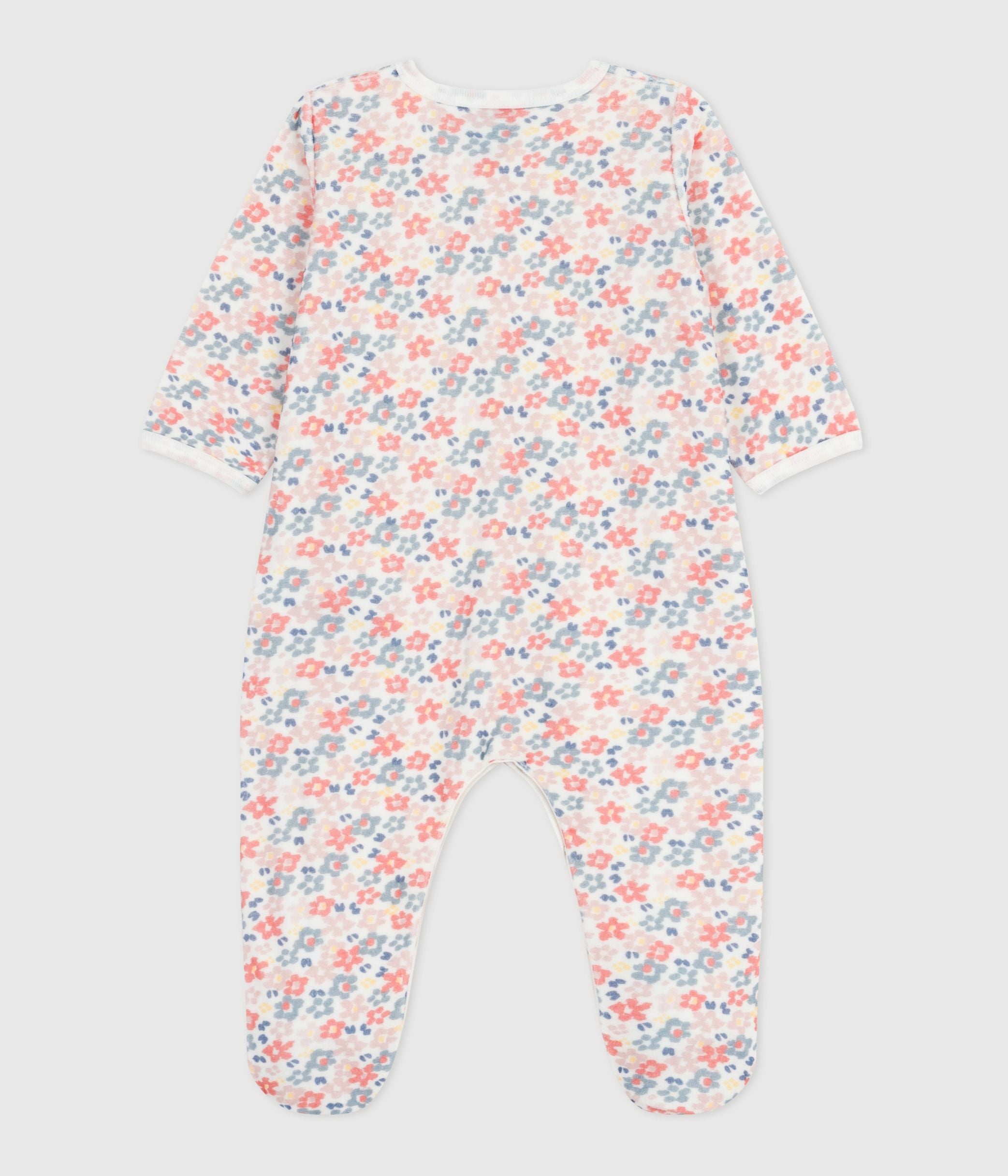 pyjama-bébé-en-velours-imprimé-fleuri