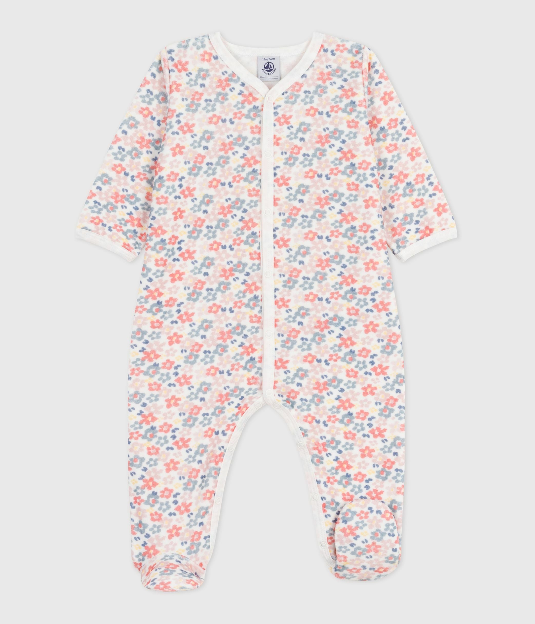 pyjama-bébé-en-velours-imprimé-fleuri