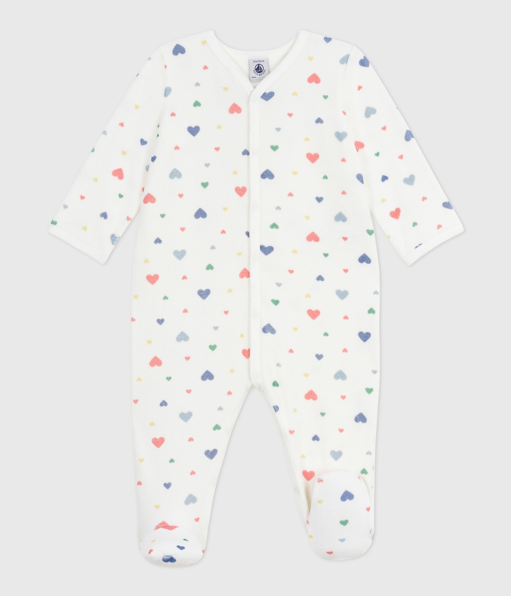 pyjama-bébé-en-velours-imprimé-cœurs