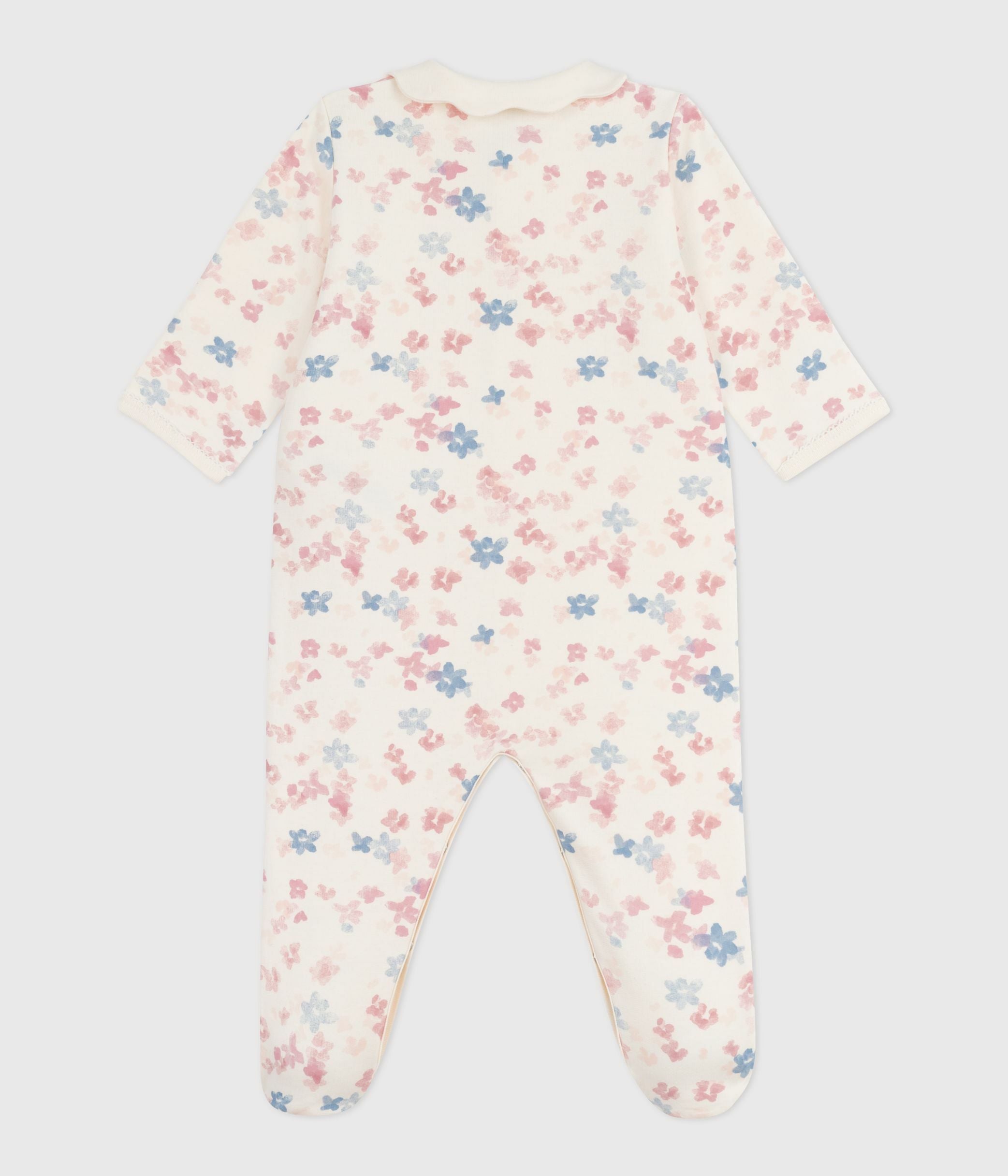 pyjama-bébé-en-molleton-gratté-avec-col-pétale-imprimé-fleuri