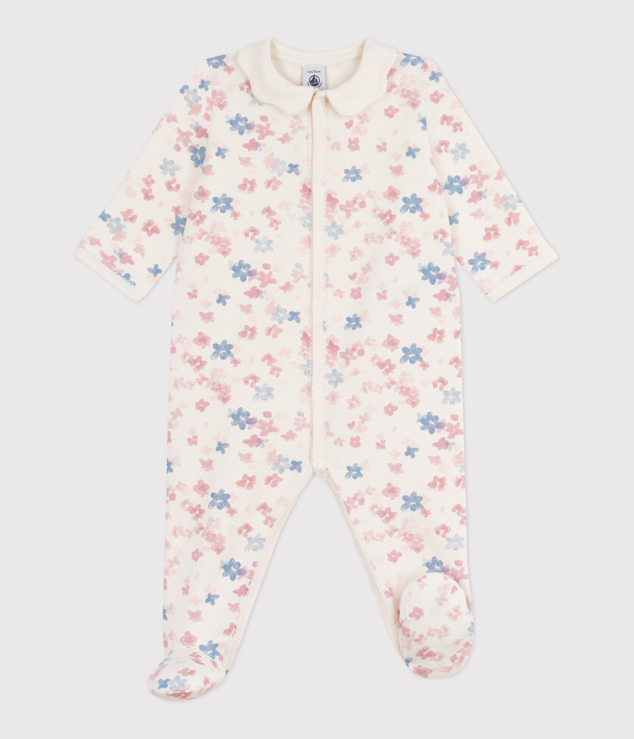 pyjama-bébé-en-molleton-gratté-avec-col-pétale-imprimé-fleuri