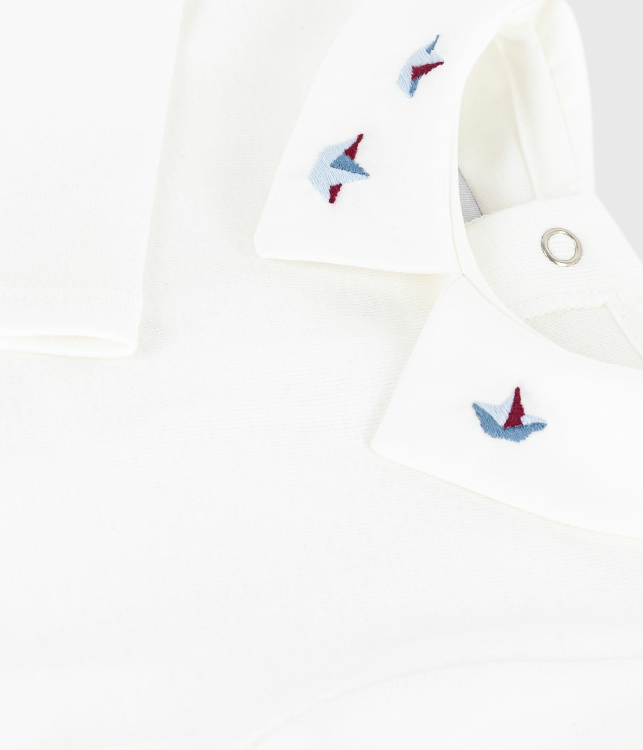 body-bébé-en-coton-à-col-brodé,-uni