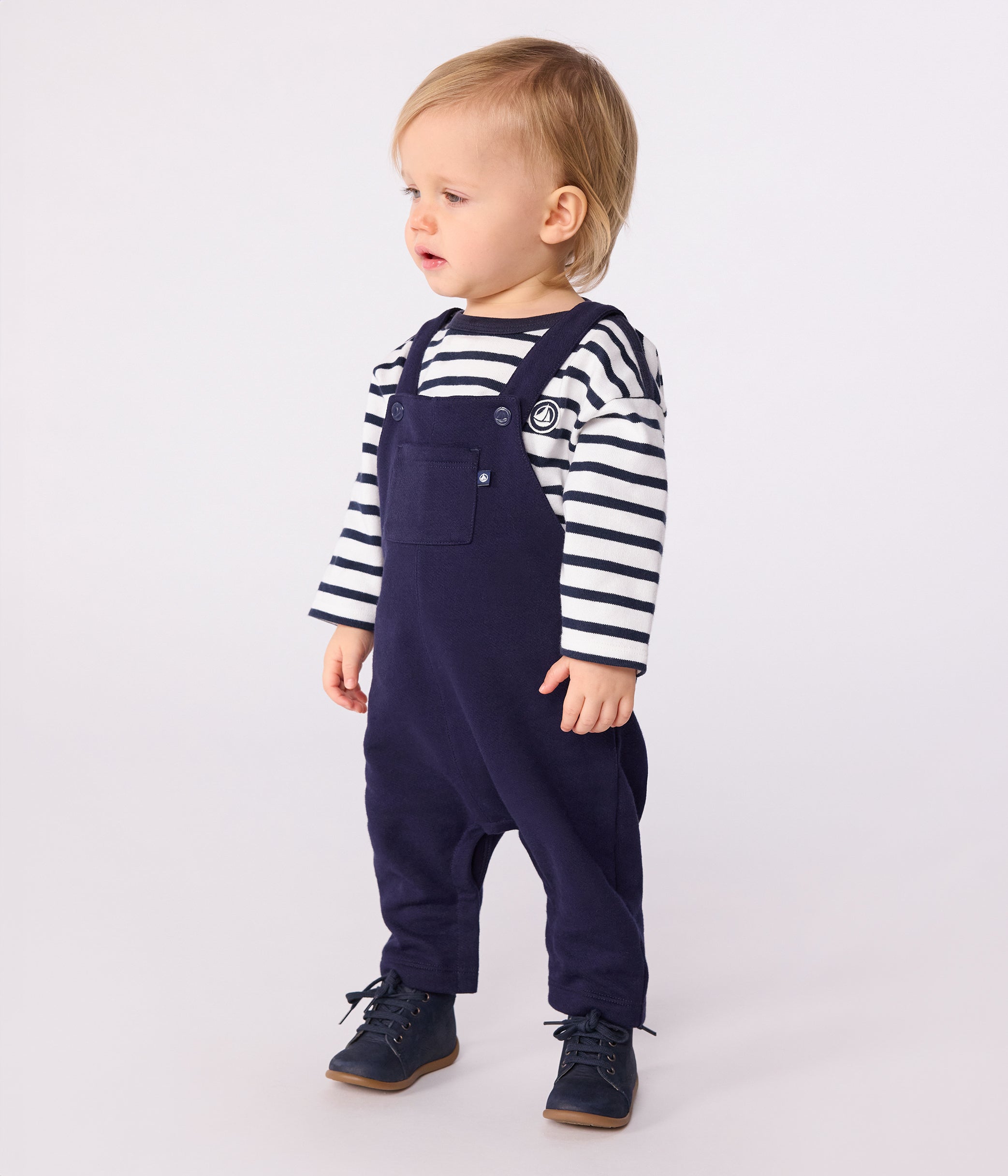 salopette-bébé-en-coton-jambes-longues,-unie