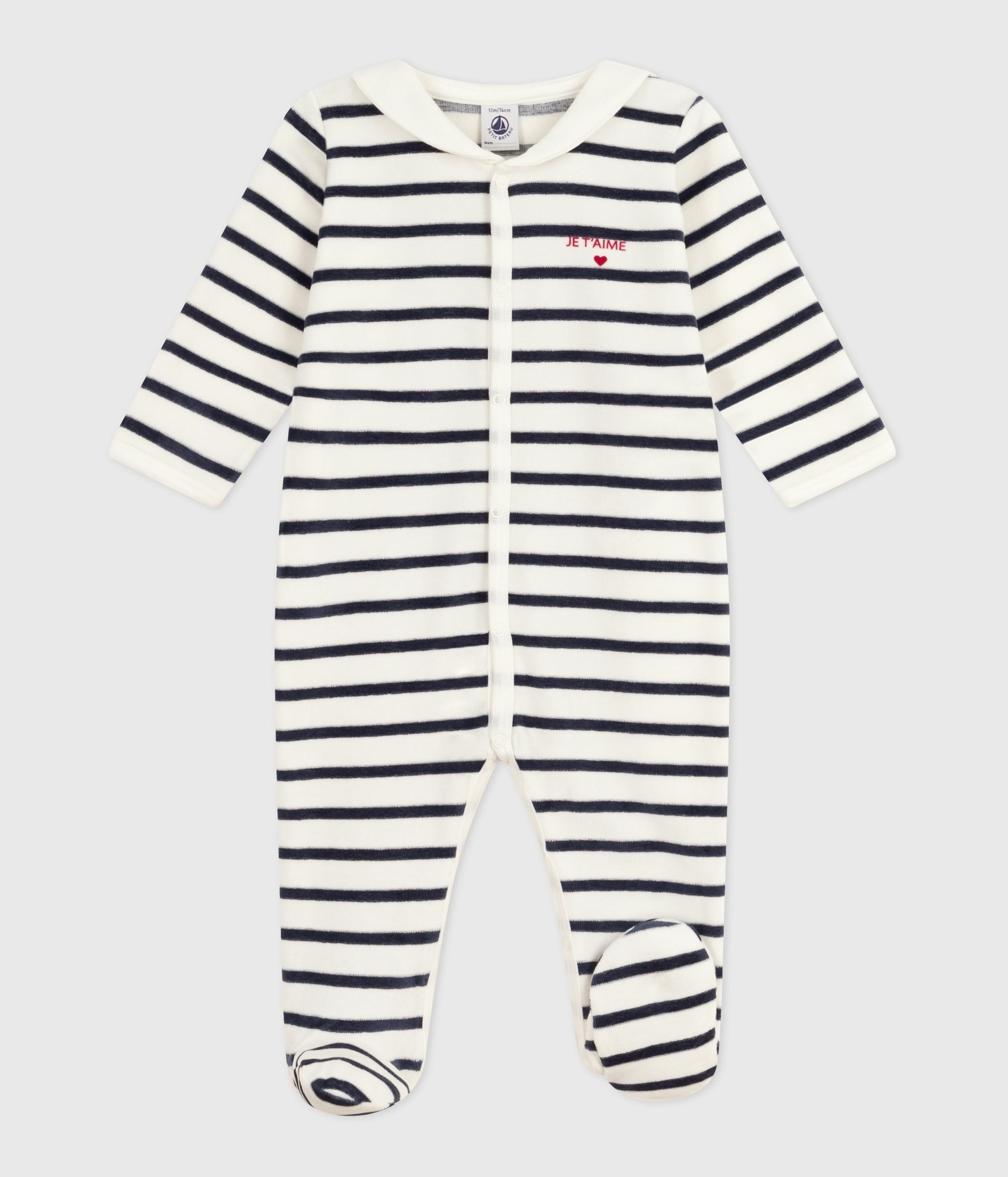 pyjama-bébé-en-velours-imprimé-à-rayures