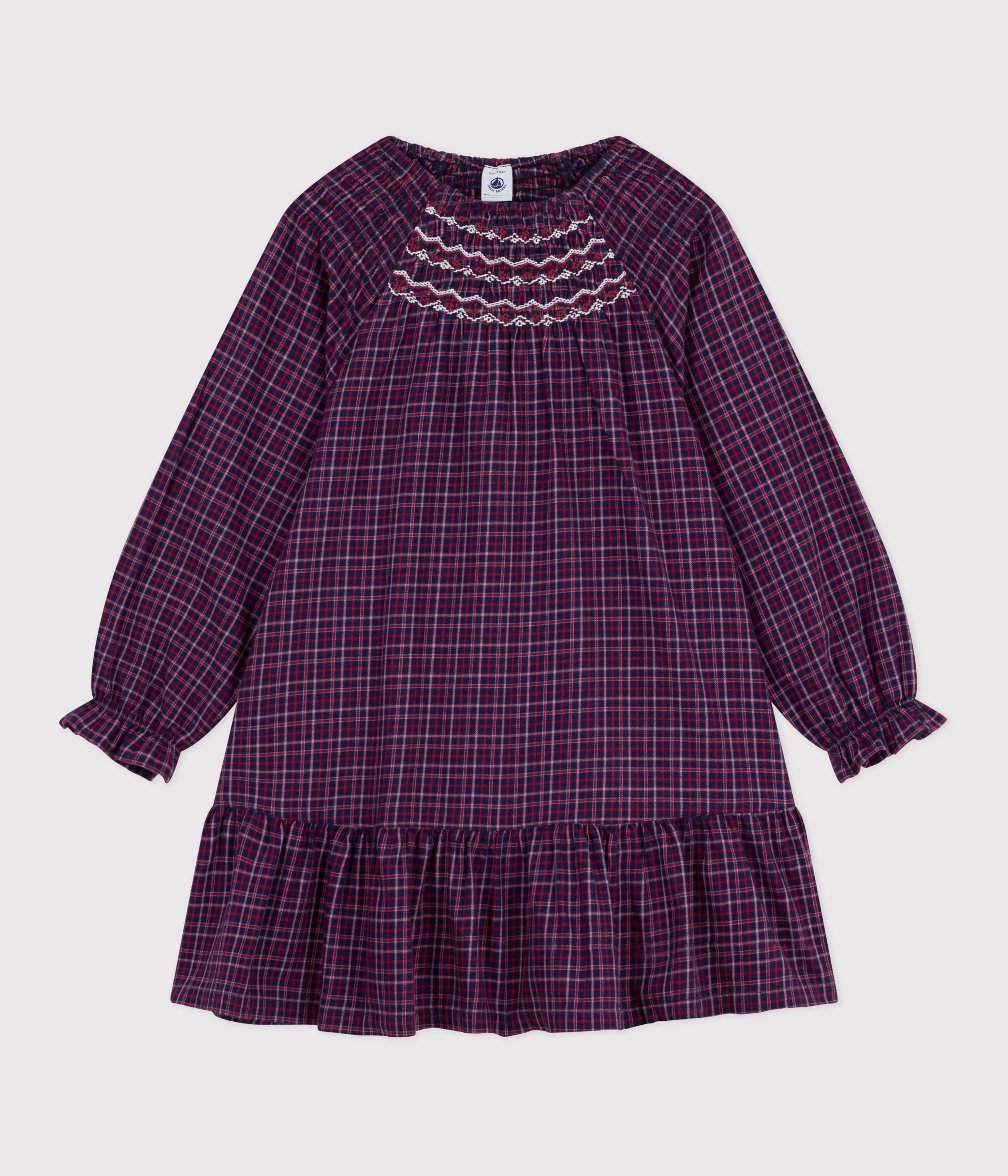 robe-enfant-manches-longues-en-flanelle-à-carreaux