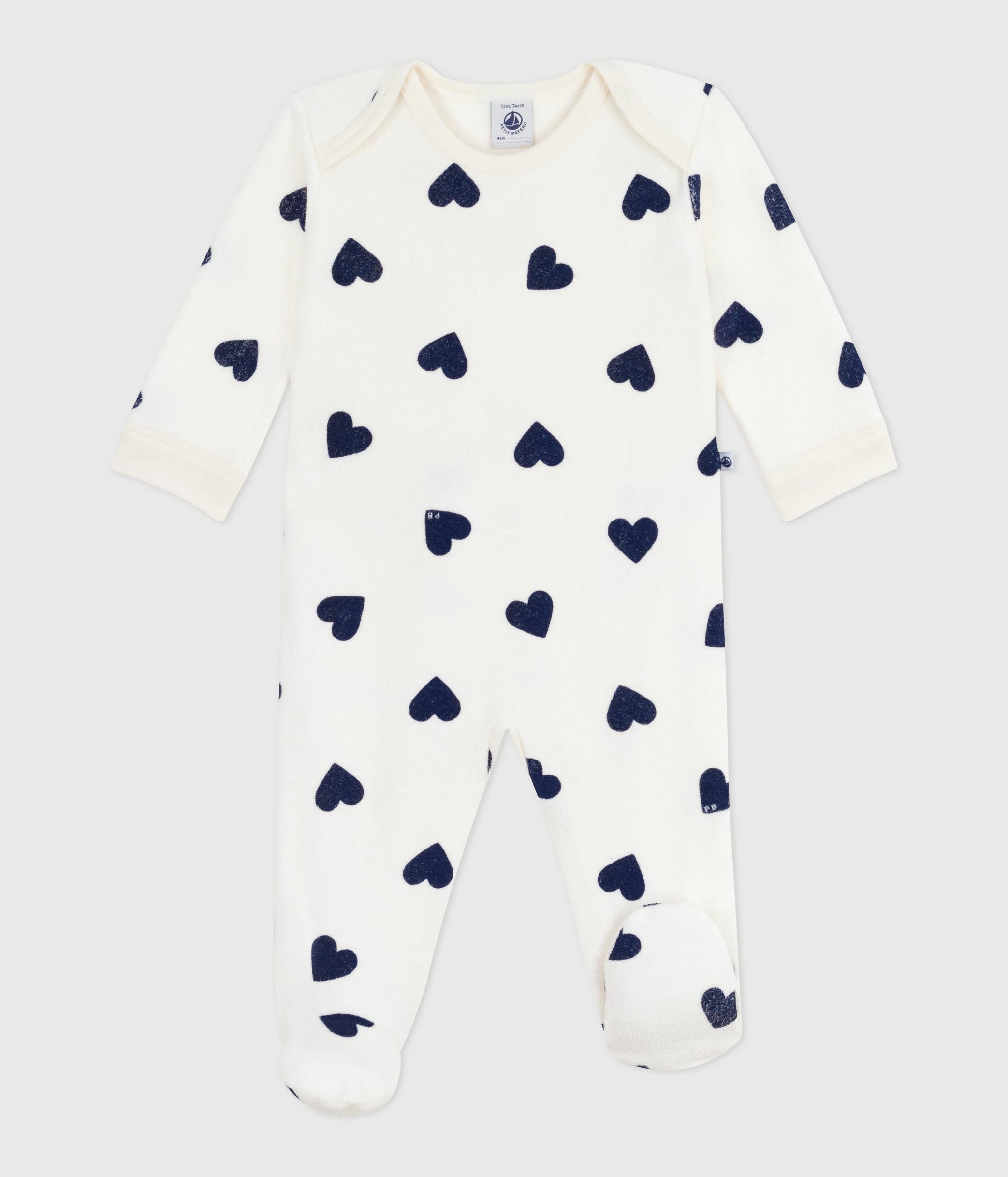 pyjama-bébé-en-coton-ouverture-sans-pression-imprimé-coeur