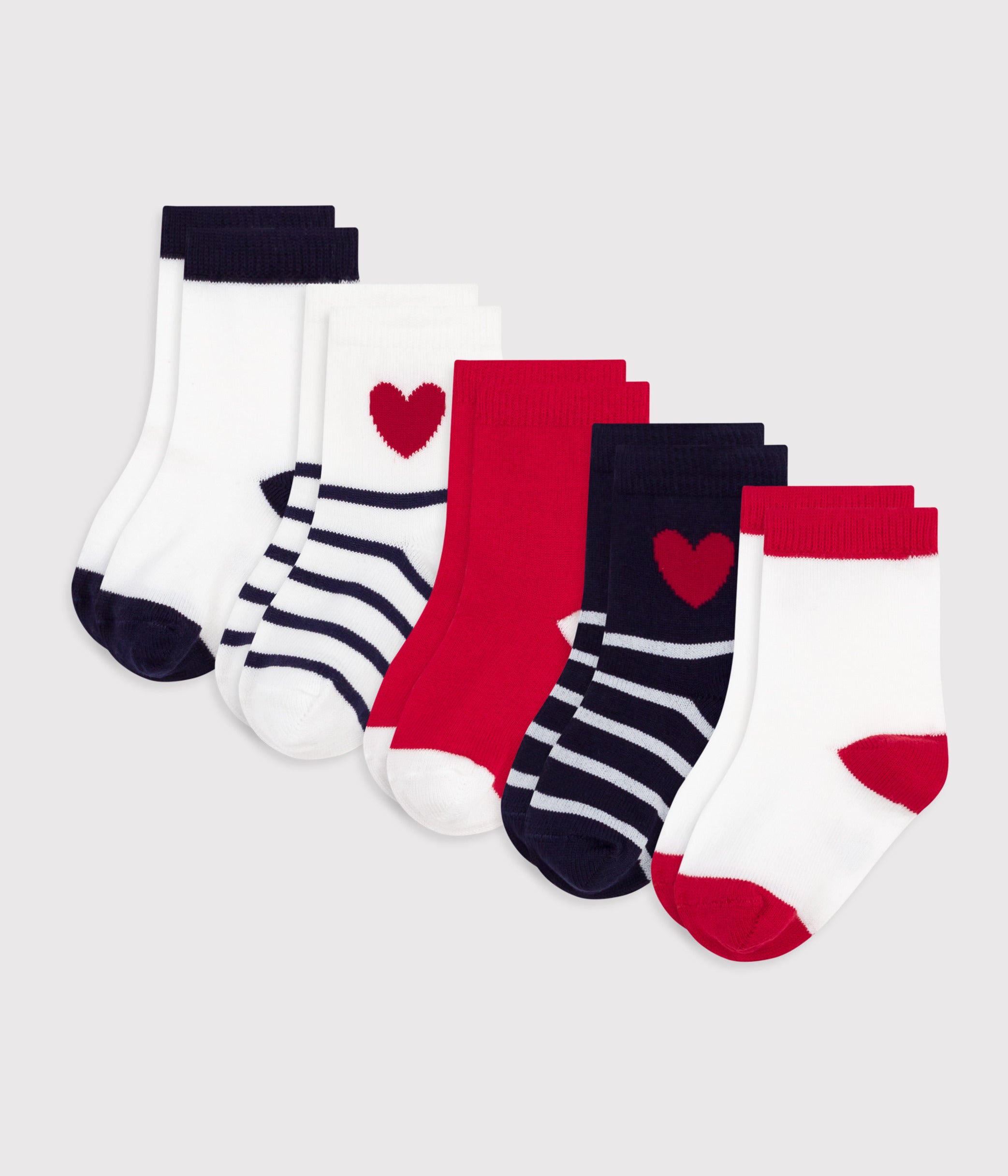 lot-de-5-paires-de-chaussettes-bébé-rayures-et-cœurs