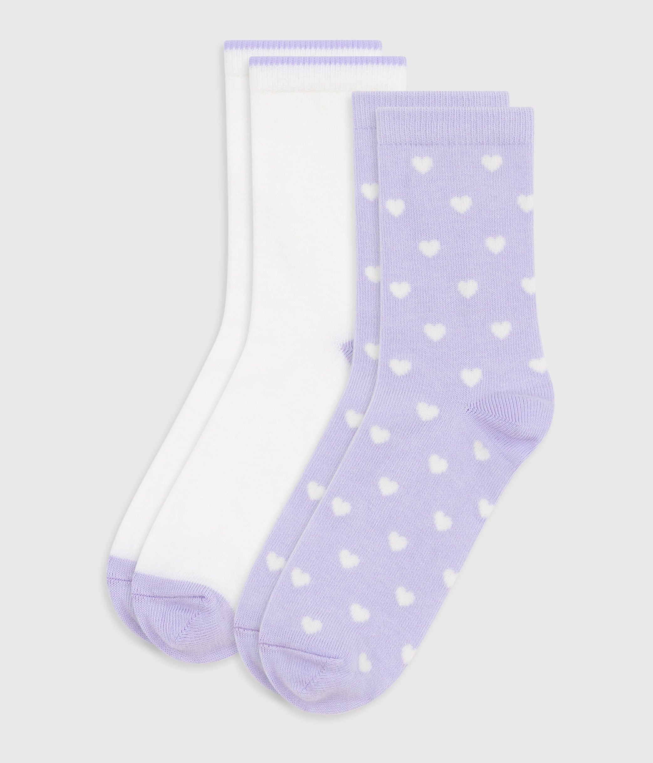 lot-de-2-paires-de-chaussettes-enfant-en-coton-imprimé-coeurs