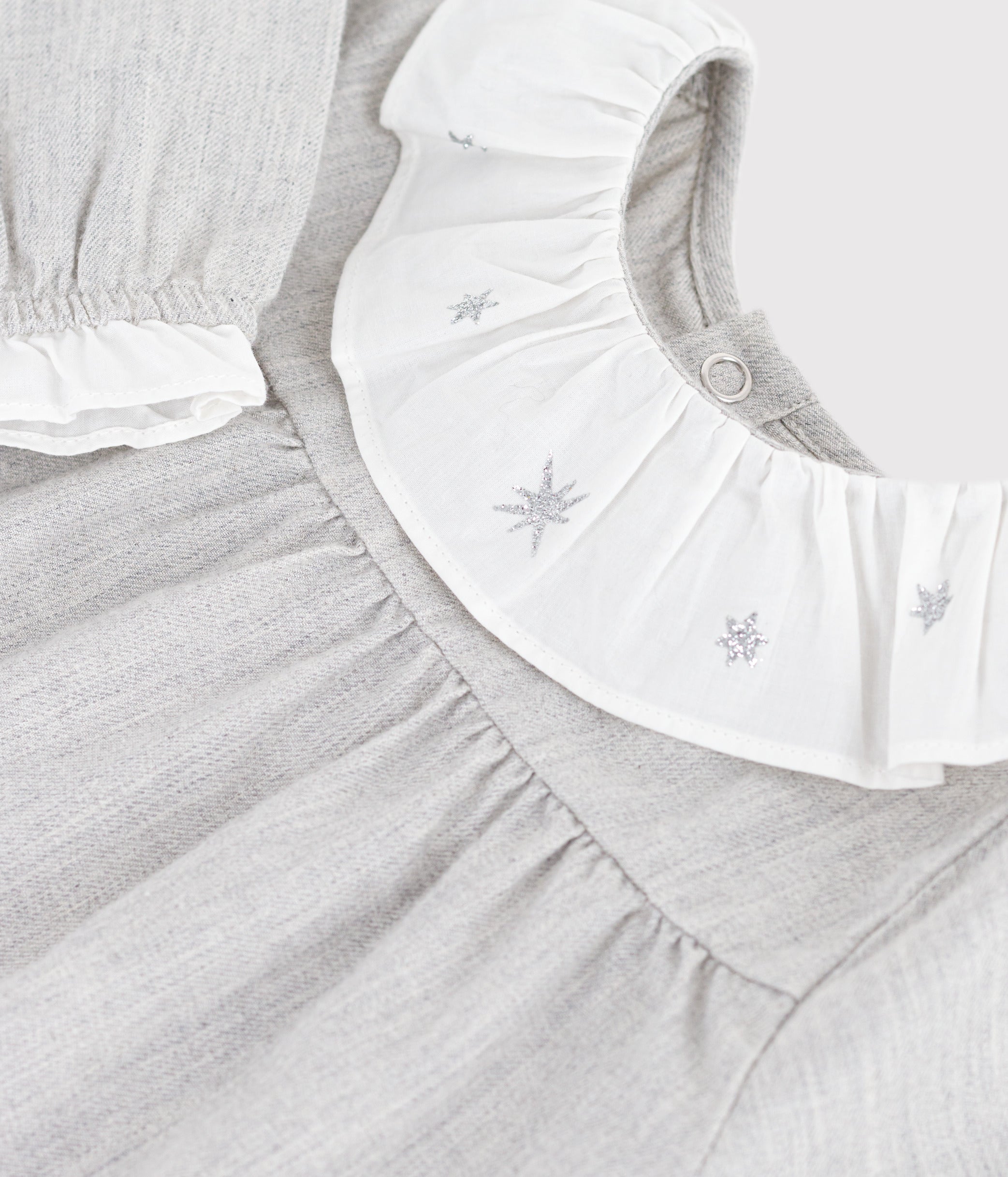 robe-bébé-en-flanelle-manches-longues-unie-à-col
