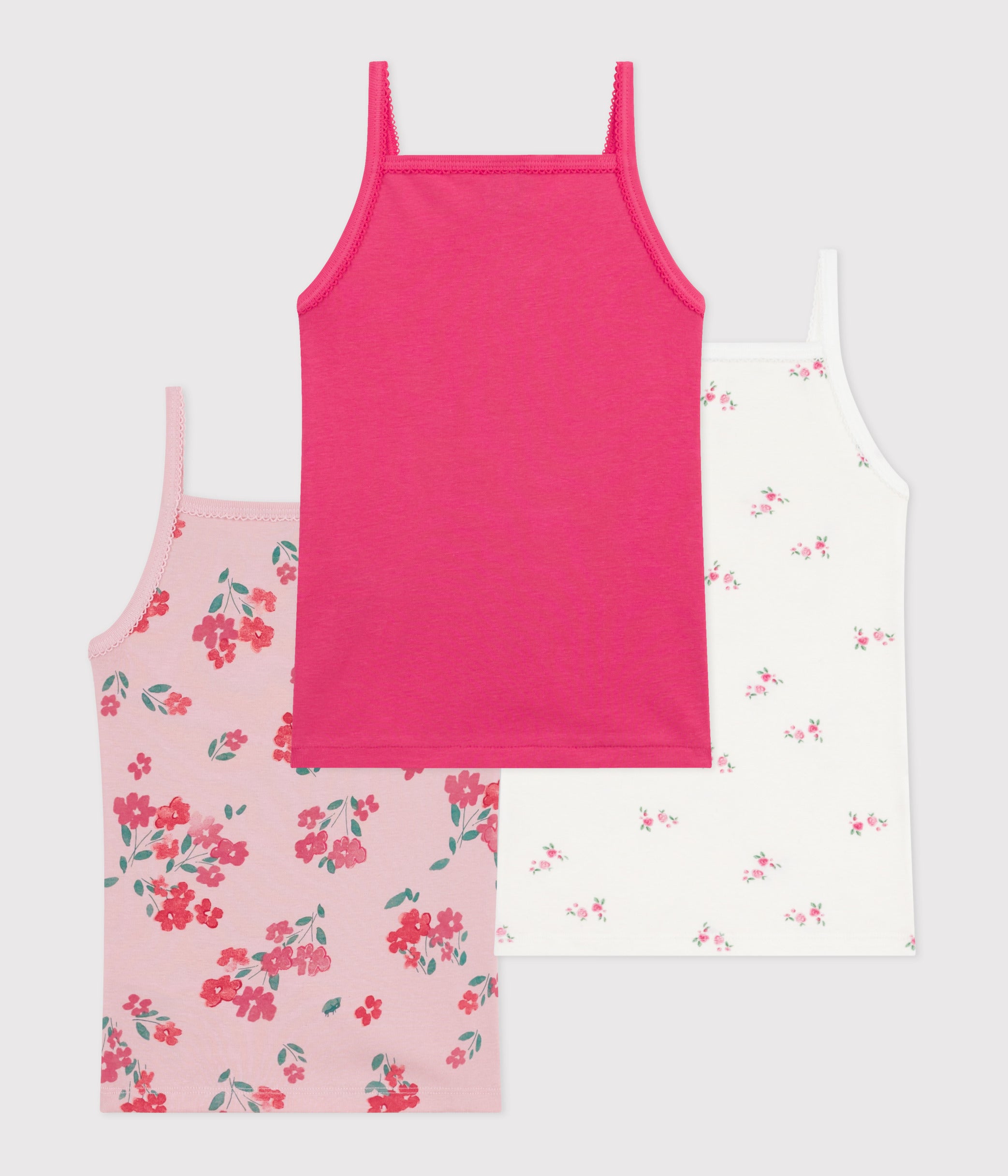 lot-de-3-chemises-à-bretelles-en-coton-imprimé-fleurs