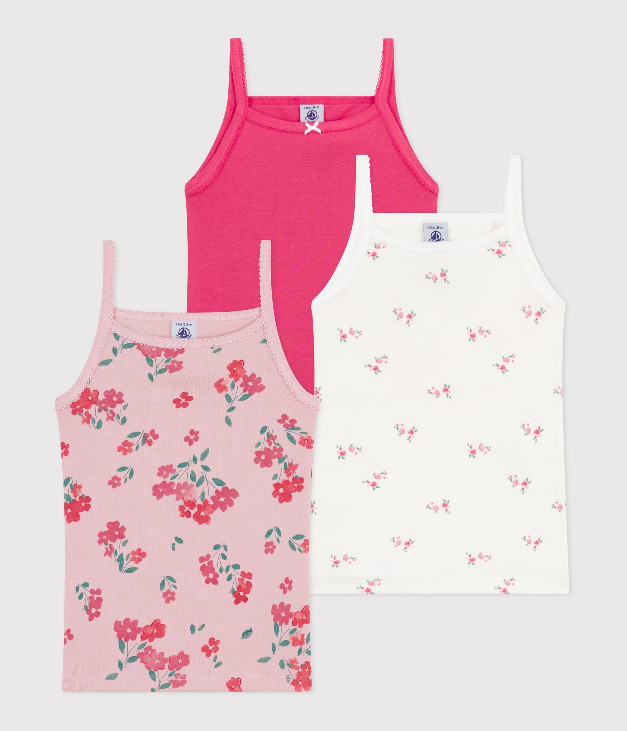 lot-de-3-chemises-à-bretelles-en-coton-imprimé-fleurs