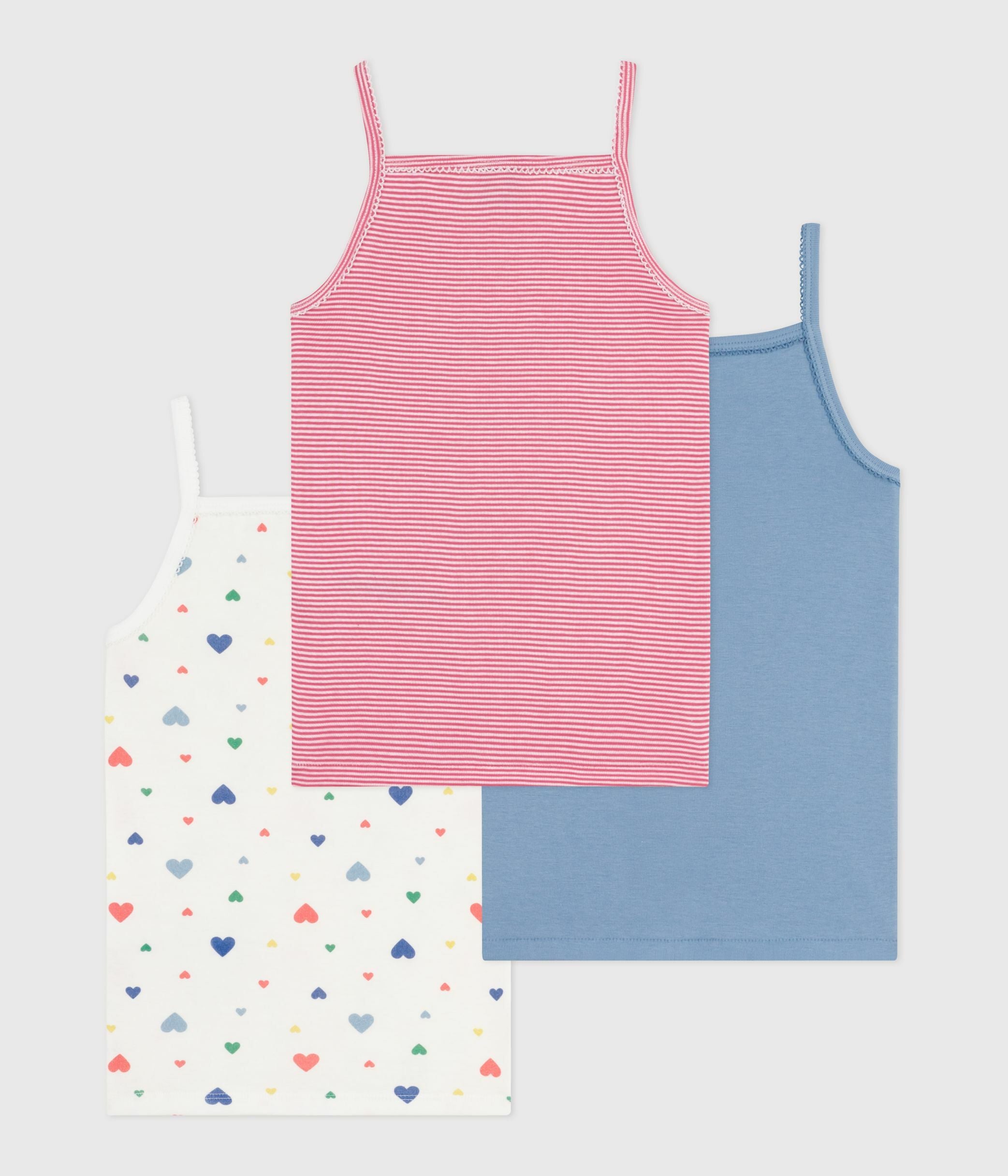 lot-de-3-chemises-à-bretelles-enfant-en-coton-imprimé-cœurs