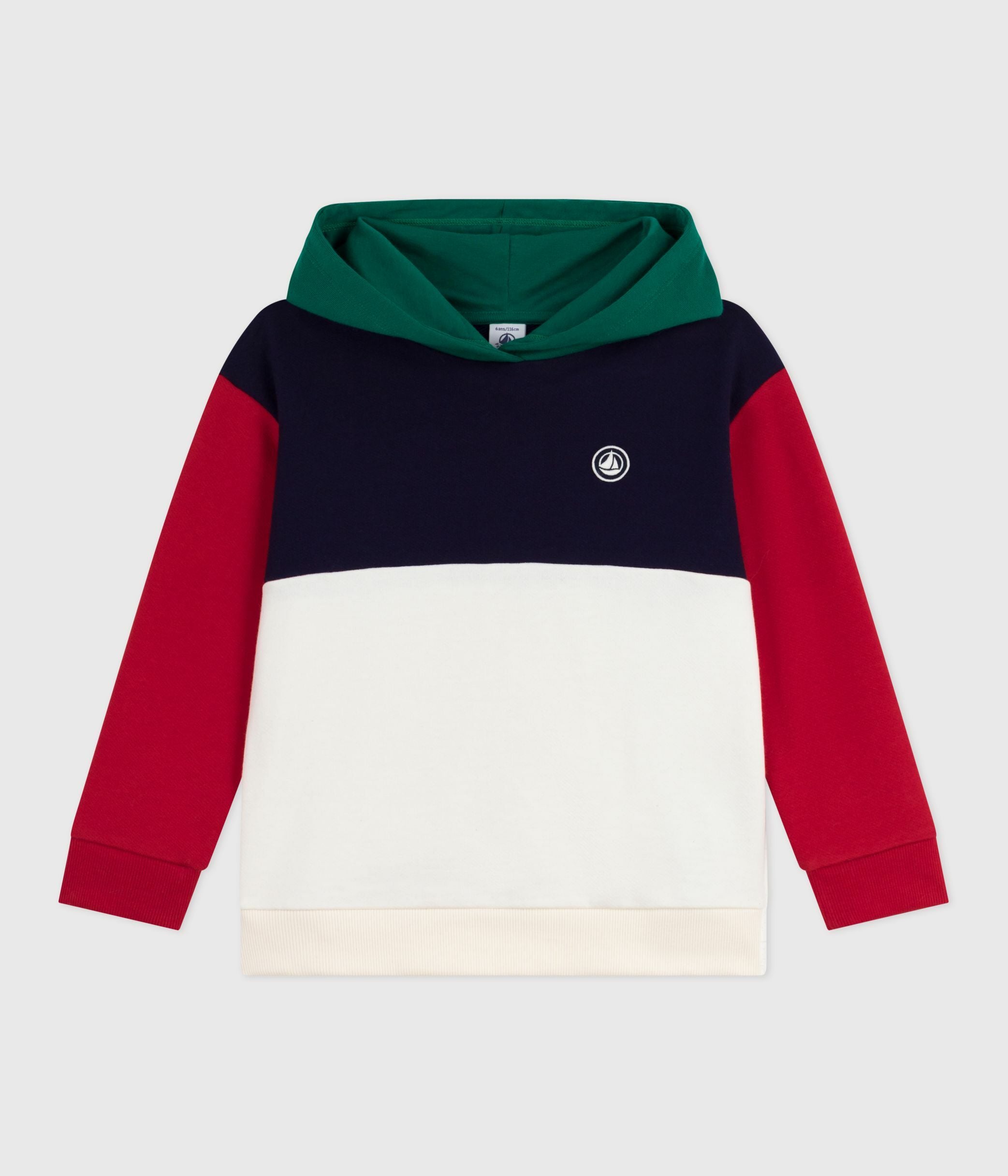 sweatshirt-à-capuche-enfant-en-coton-colorblock