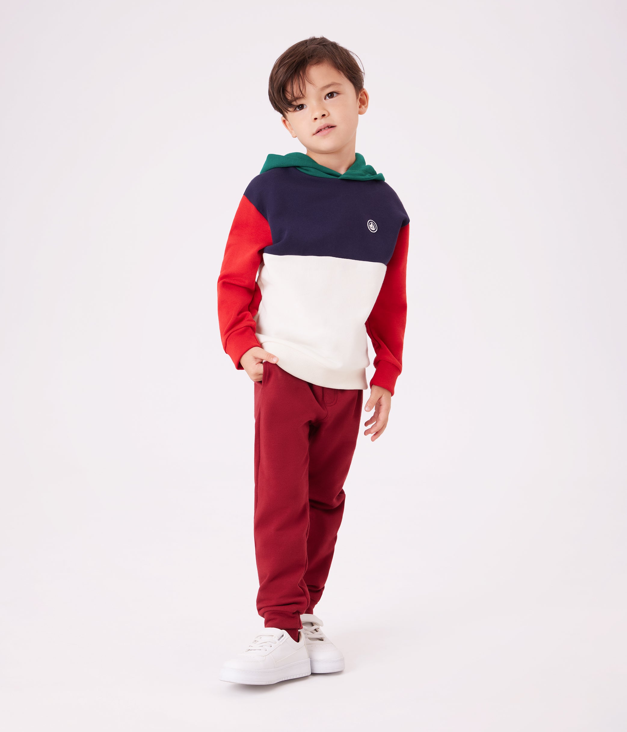 sweatshirt-à-capuche-enfant-en-coton-colorblock