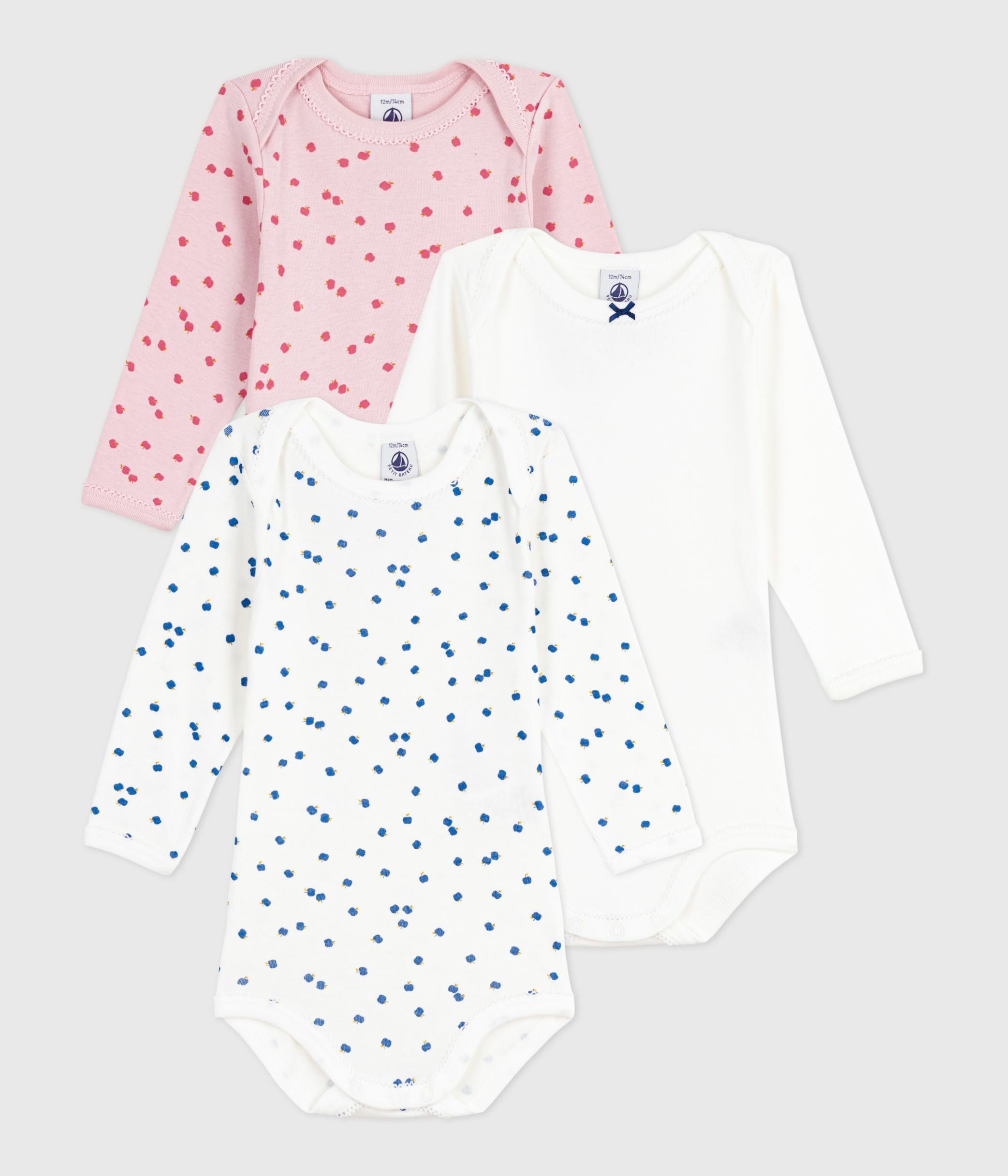 lot-de-3-bodies-manches-longues-en-coton-imprimé-pommes-bébé