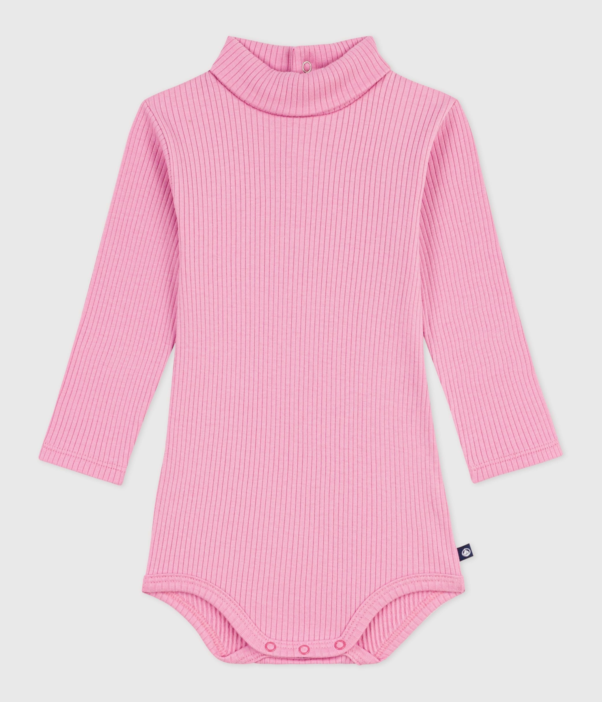 body-bébé-col-roulé-en-coton-uni