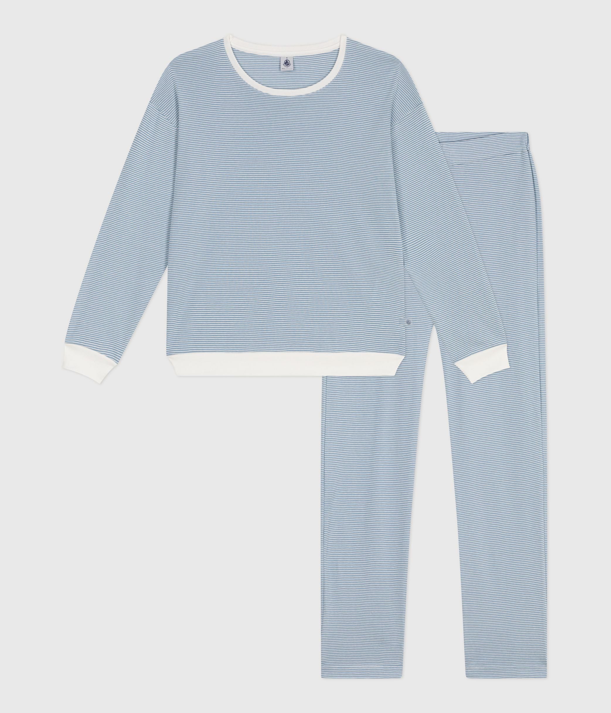 pyjama-femme-en-coton-à-rayures
