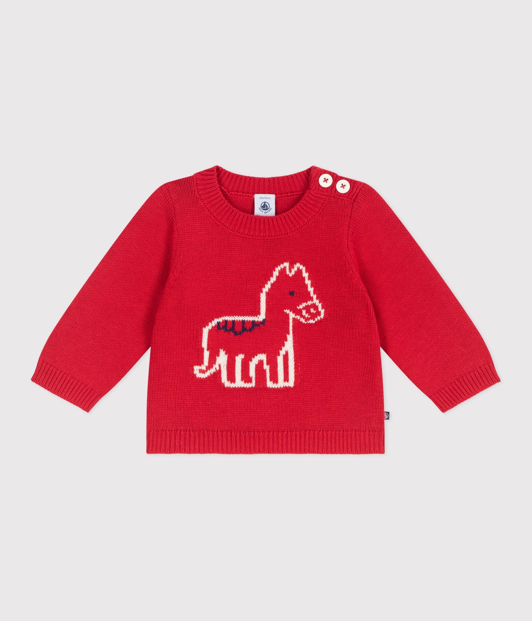 pull-bébé-en-tricot-laine-et-coton-à-motif-cheval