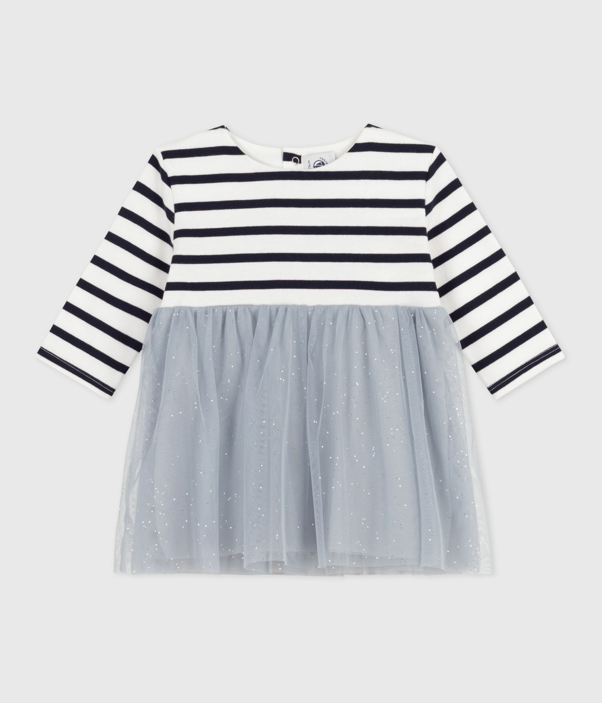 robe-bébé-bi-matière-manches-longues