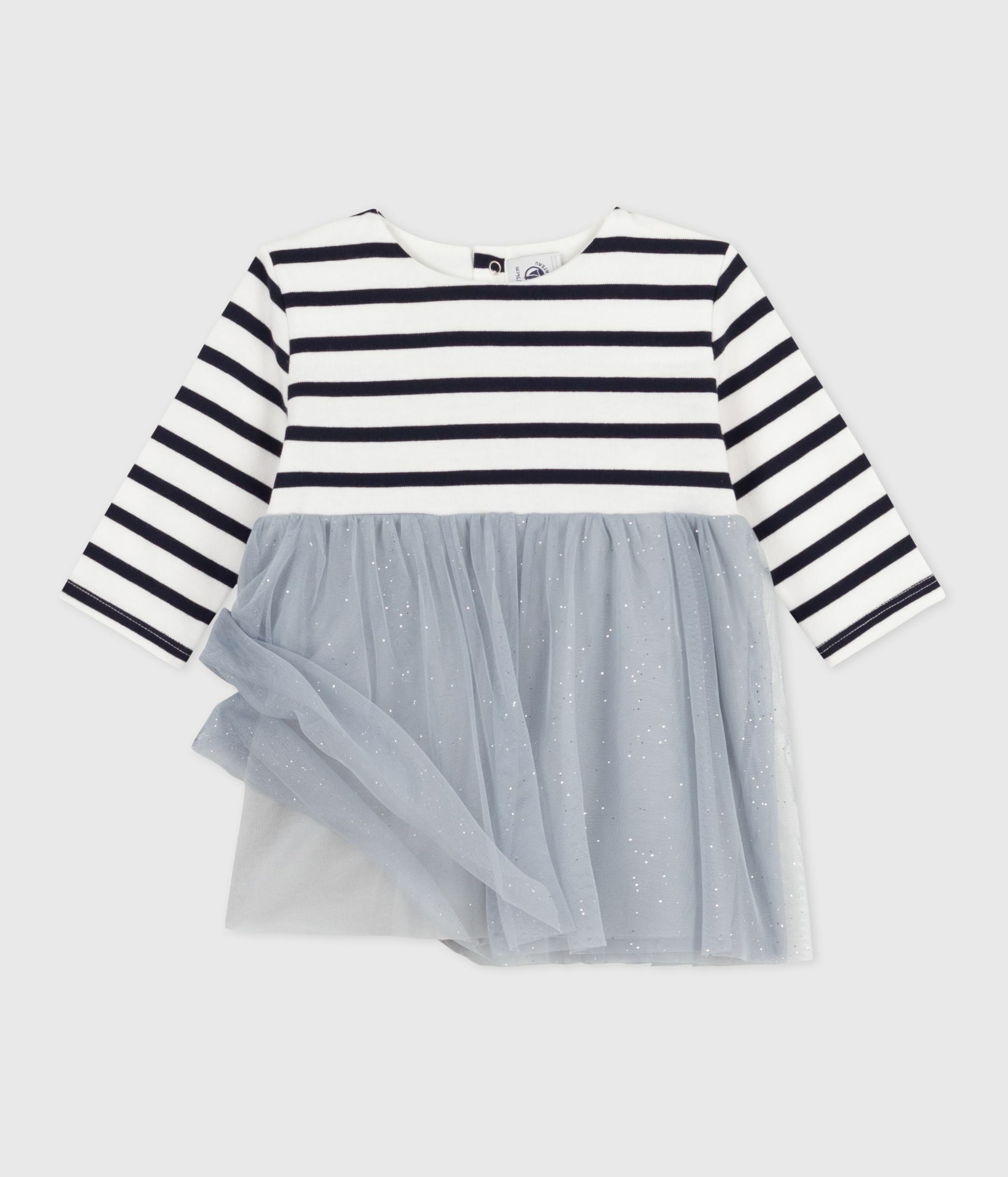 robe-bébé-bi-matière-manches-longues
