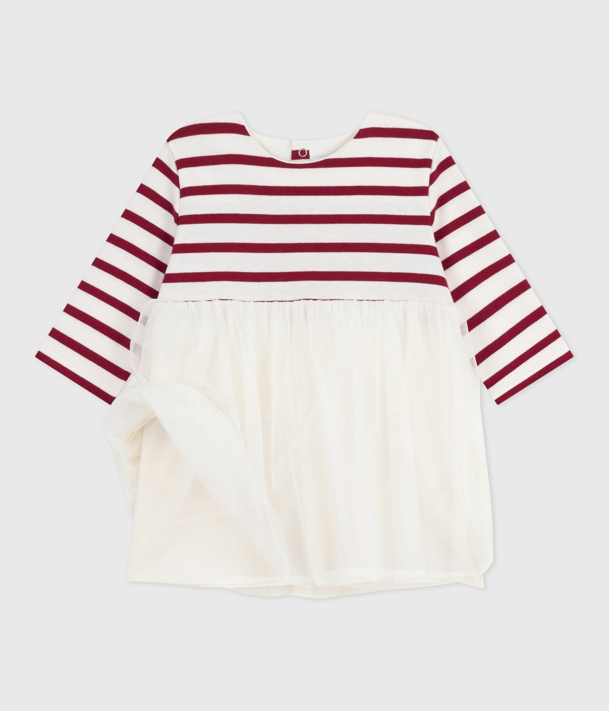 robe-bébé-bi-matière-manches-longues