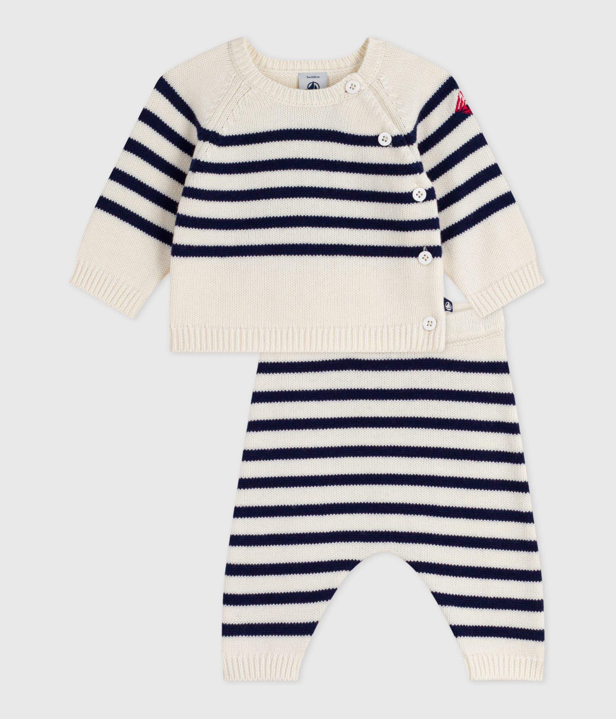 ensemble-2-pièces-bébé-rayure-marinière-en-tricot