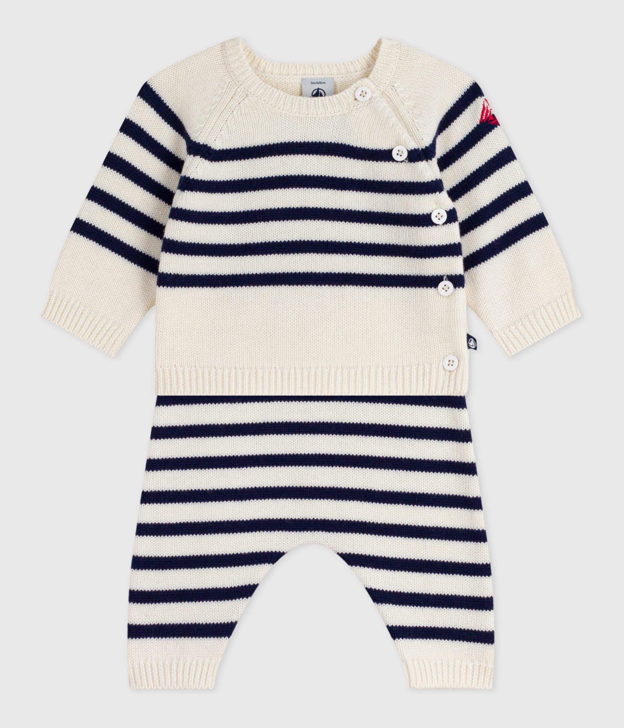 ensemble-2-pièces-bébé-rayure-marinière-en-tricot