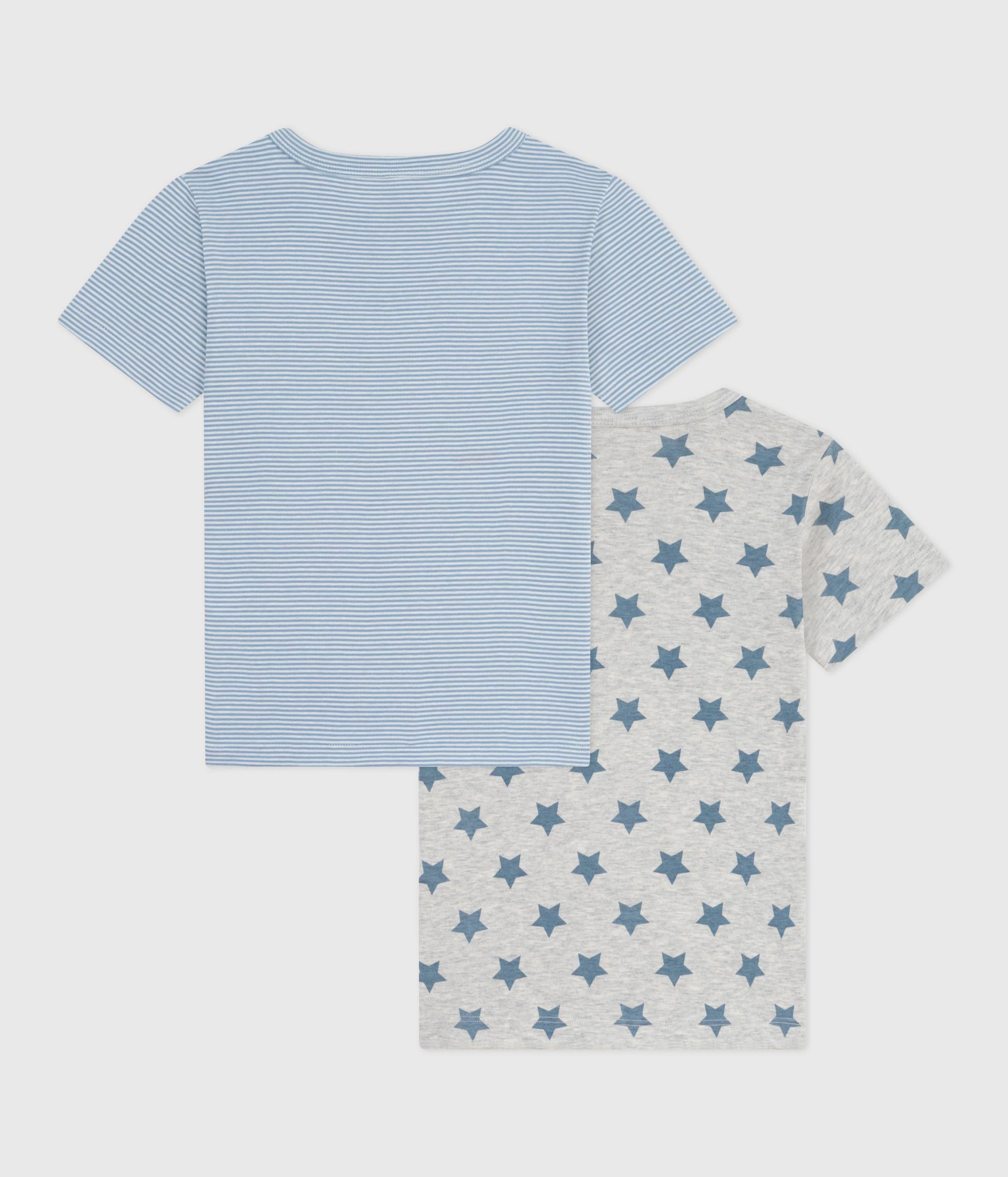 lot-de-2-tee-shirts-enfant-en-coton-manches-courtes-imprimé-étoiles