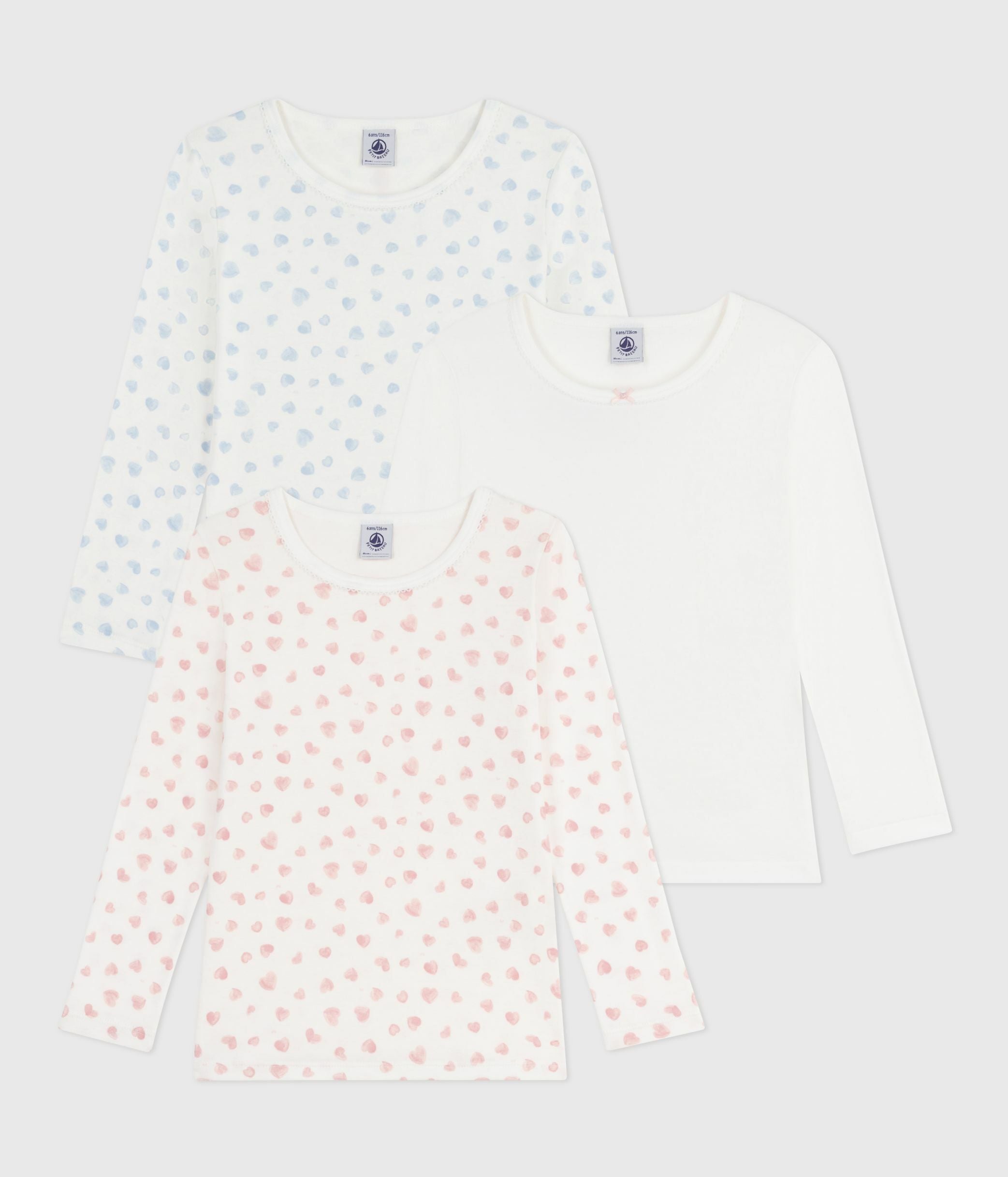 lot-de-3-tee-shirts-enfant-en-coton-manches-longues-imprimé-cœurs