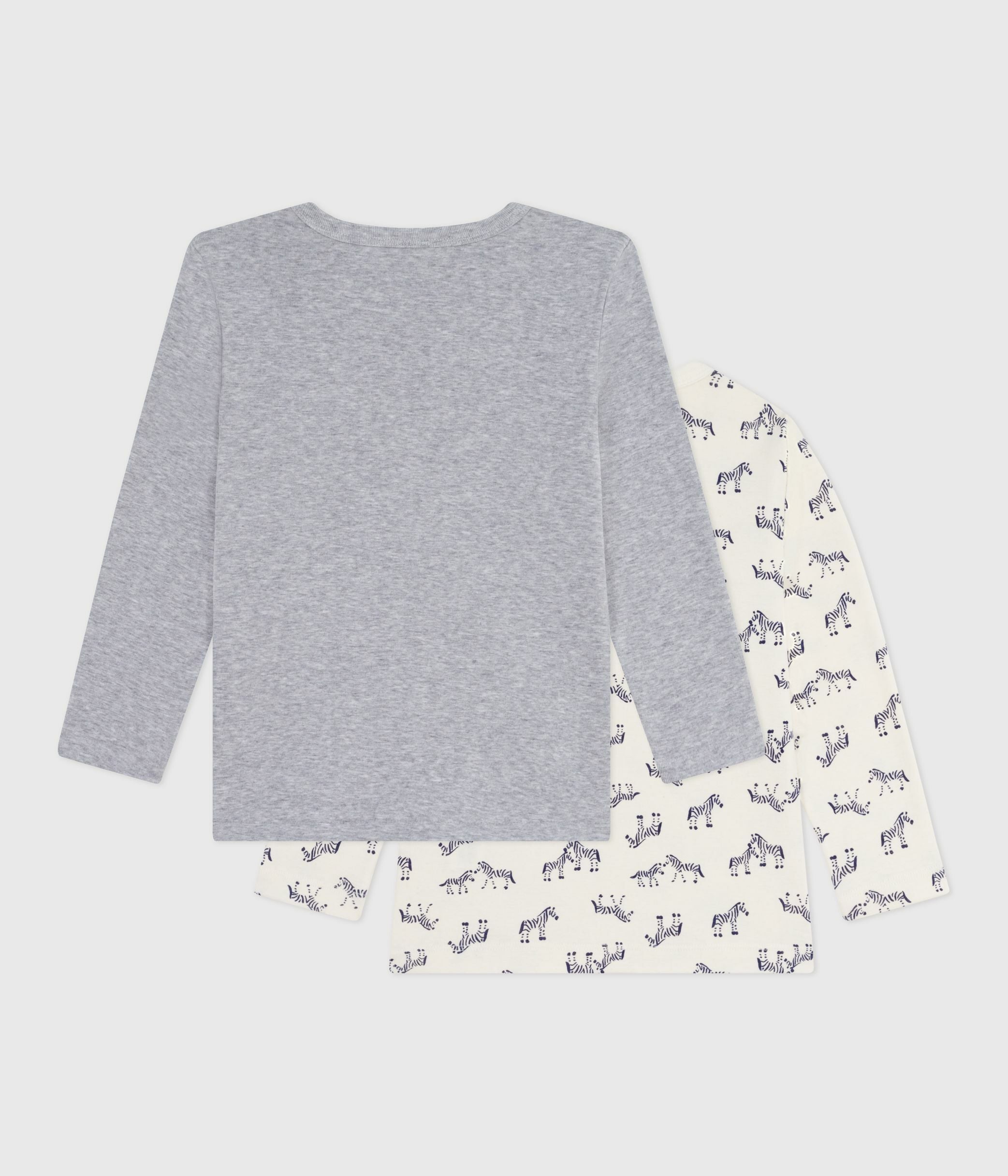 lot-de-2-tee-shirts-enfant-en-coton-manches-longues-imprimé-zèbres