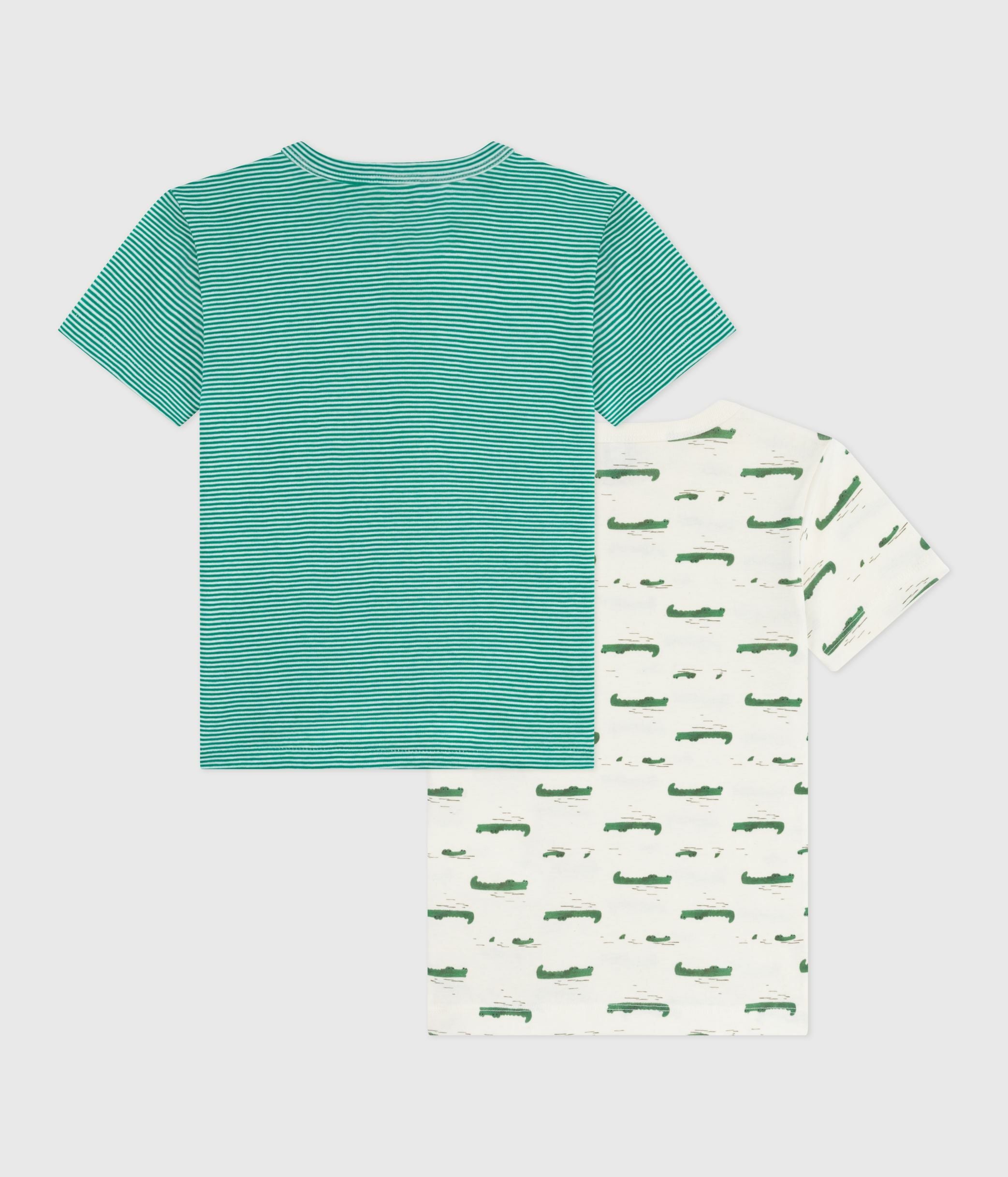lot-de-2-tee-shirts-enfant-en-coton-manches-courtes-imprimé